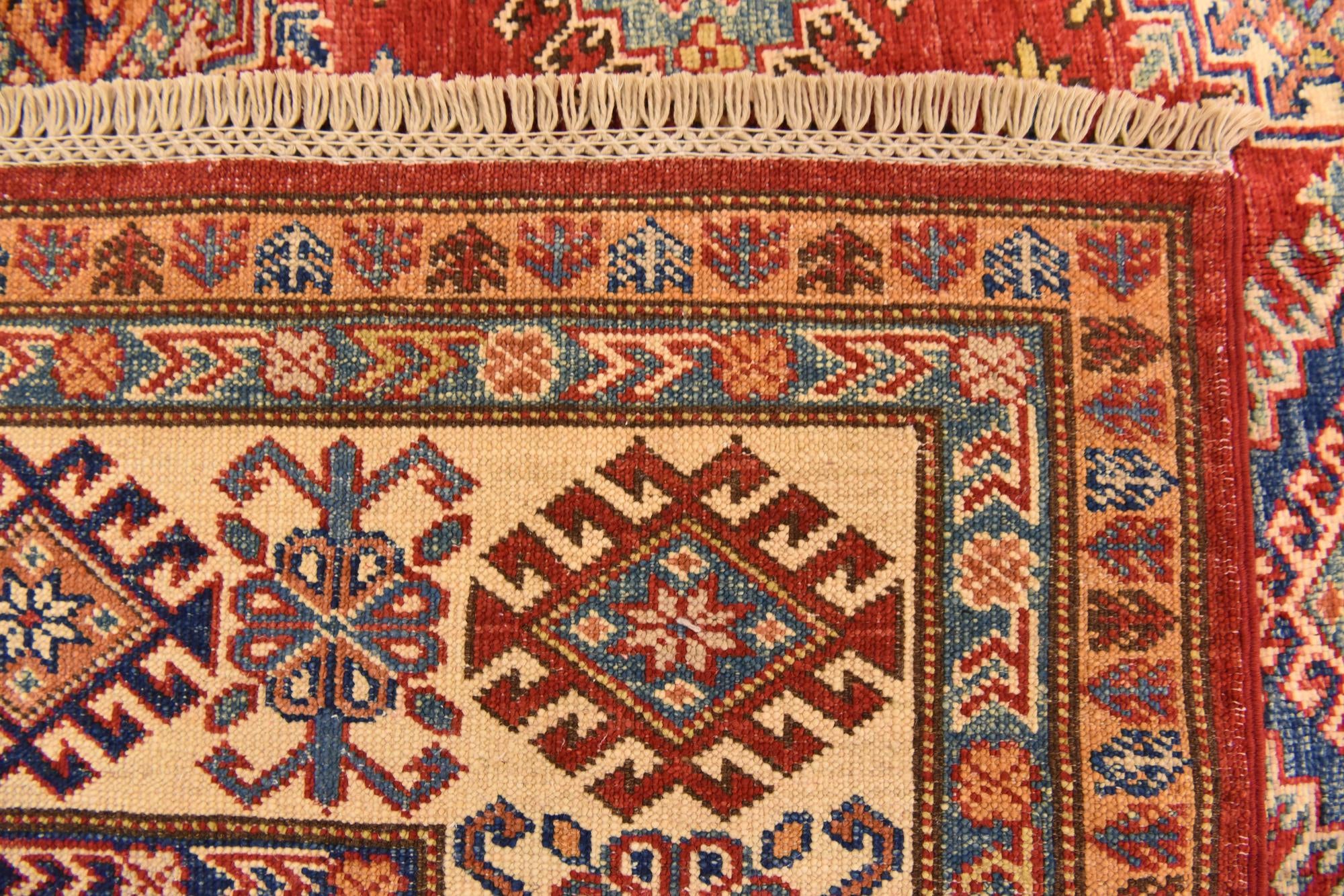 6' x 8' 3 Hand Knotted Kazak Oriental Rug