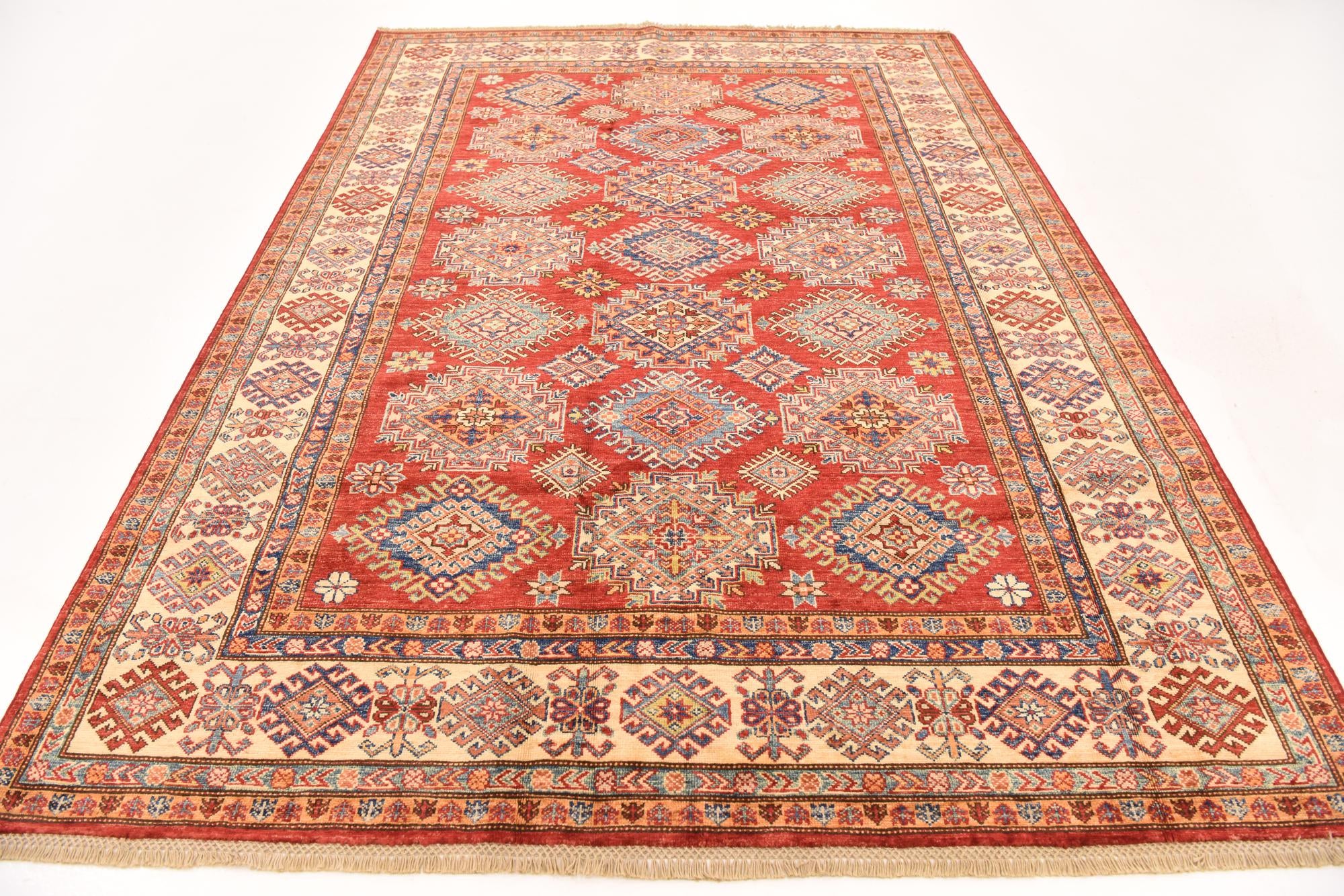 6' x 8' 3 Hand Knotted Kazak Oriental Rug