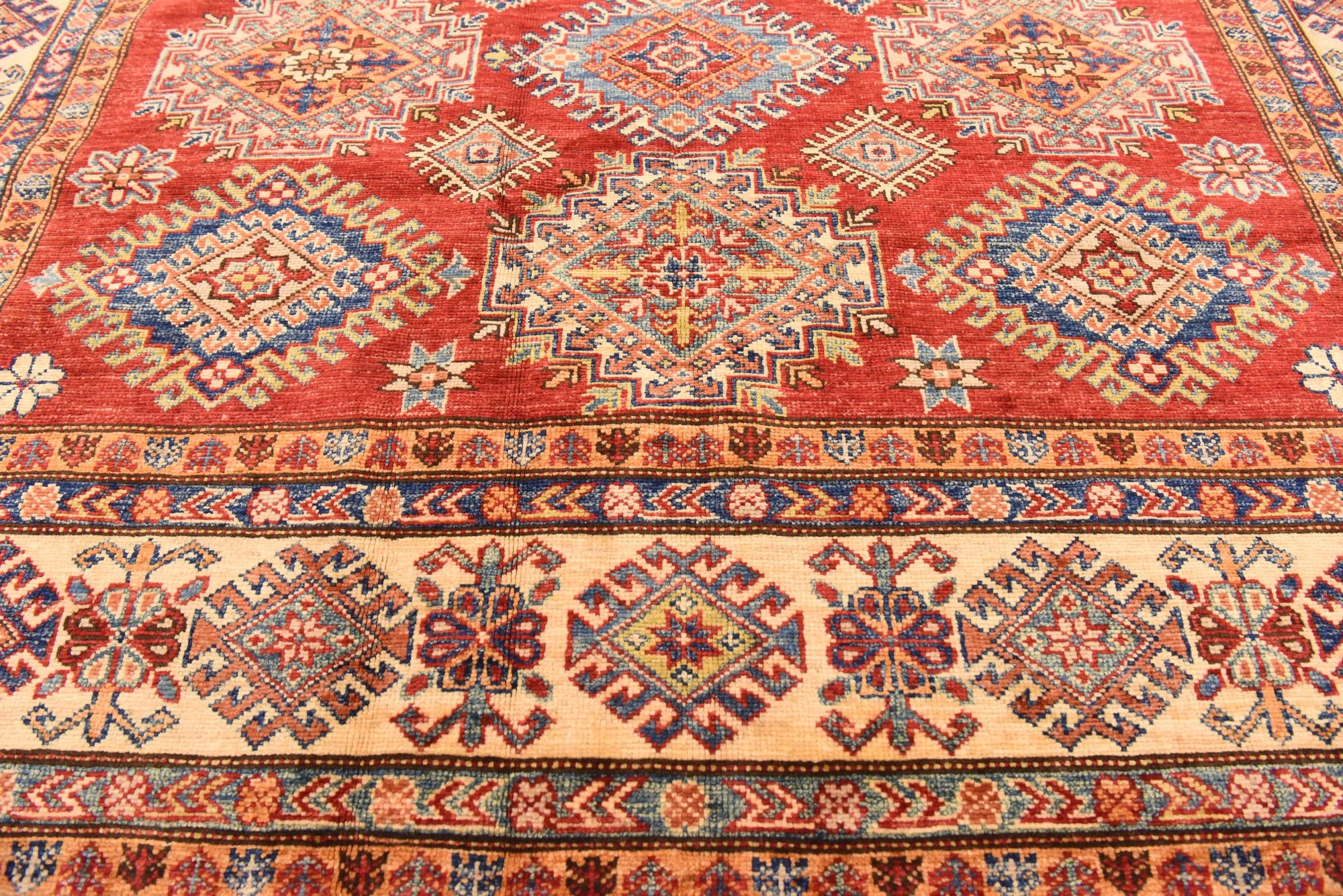 6' x 8' 3 Hand Knotted Kazak Oriental Rug