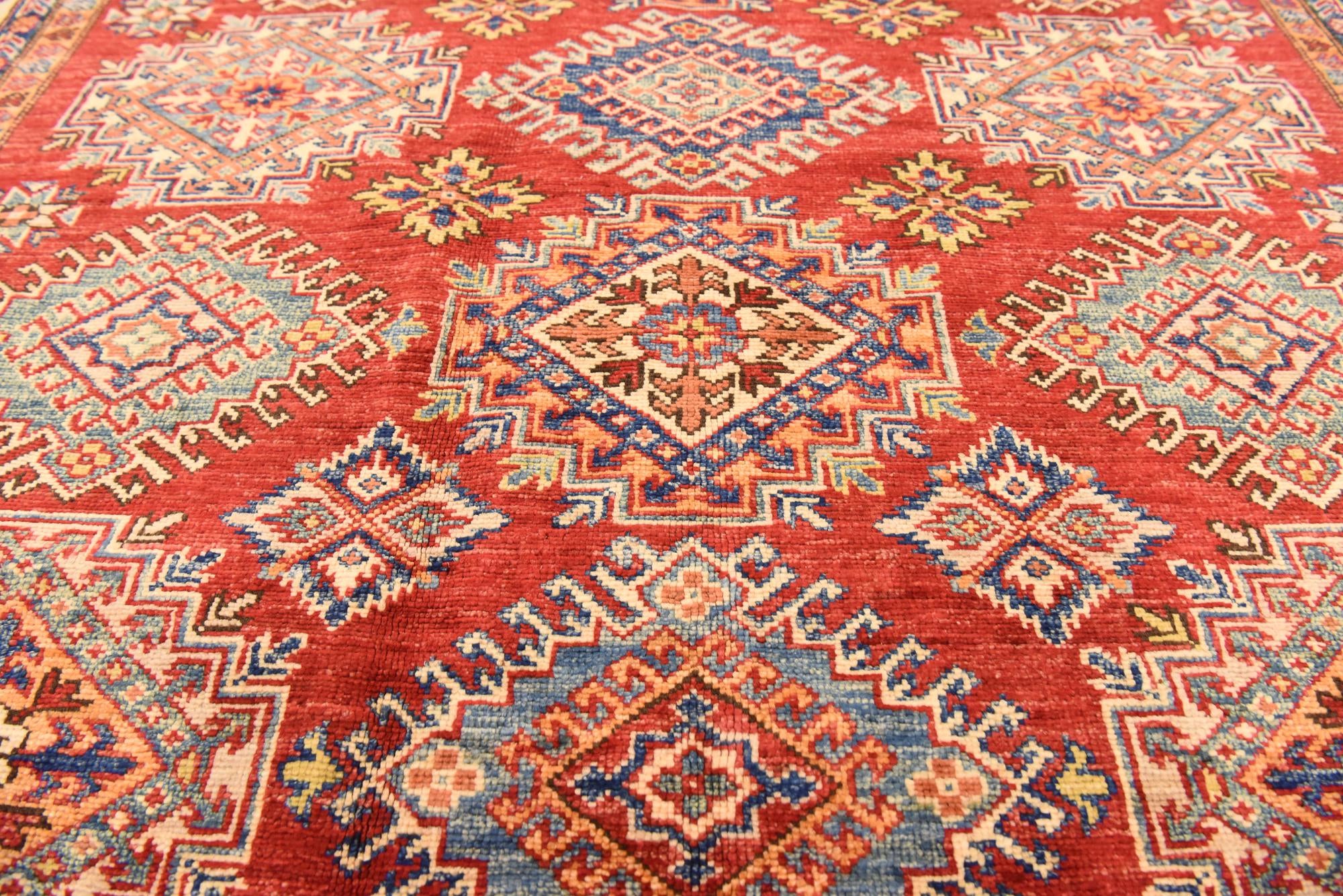 6' x 8' 3 Hand Knotted Kazak Oriental Rug