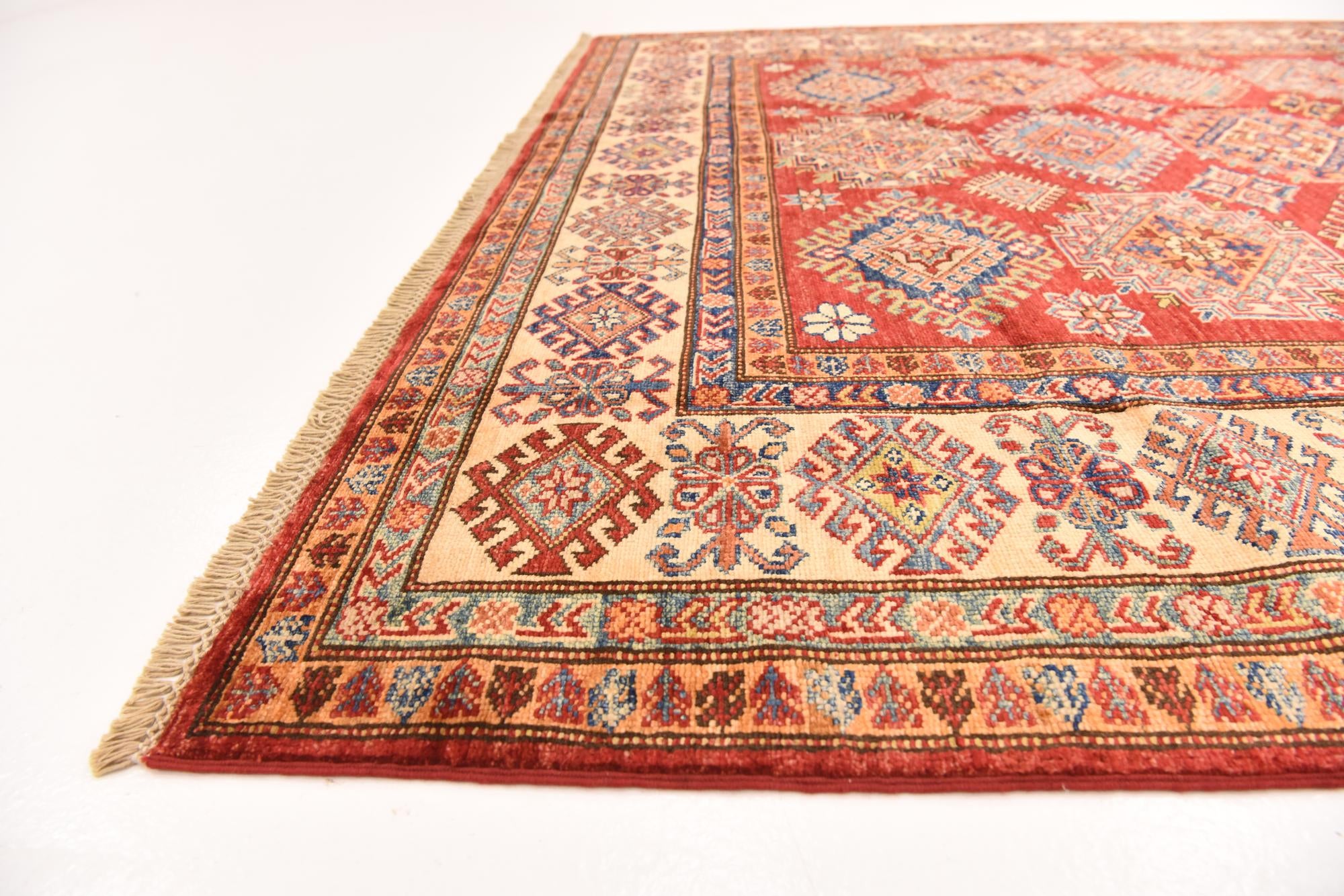 6' x 8' 3 Hand Knotted Kazak Oriental Rug