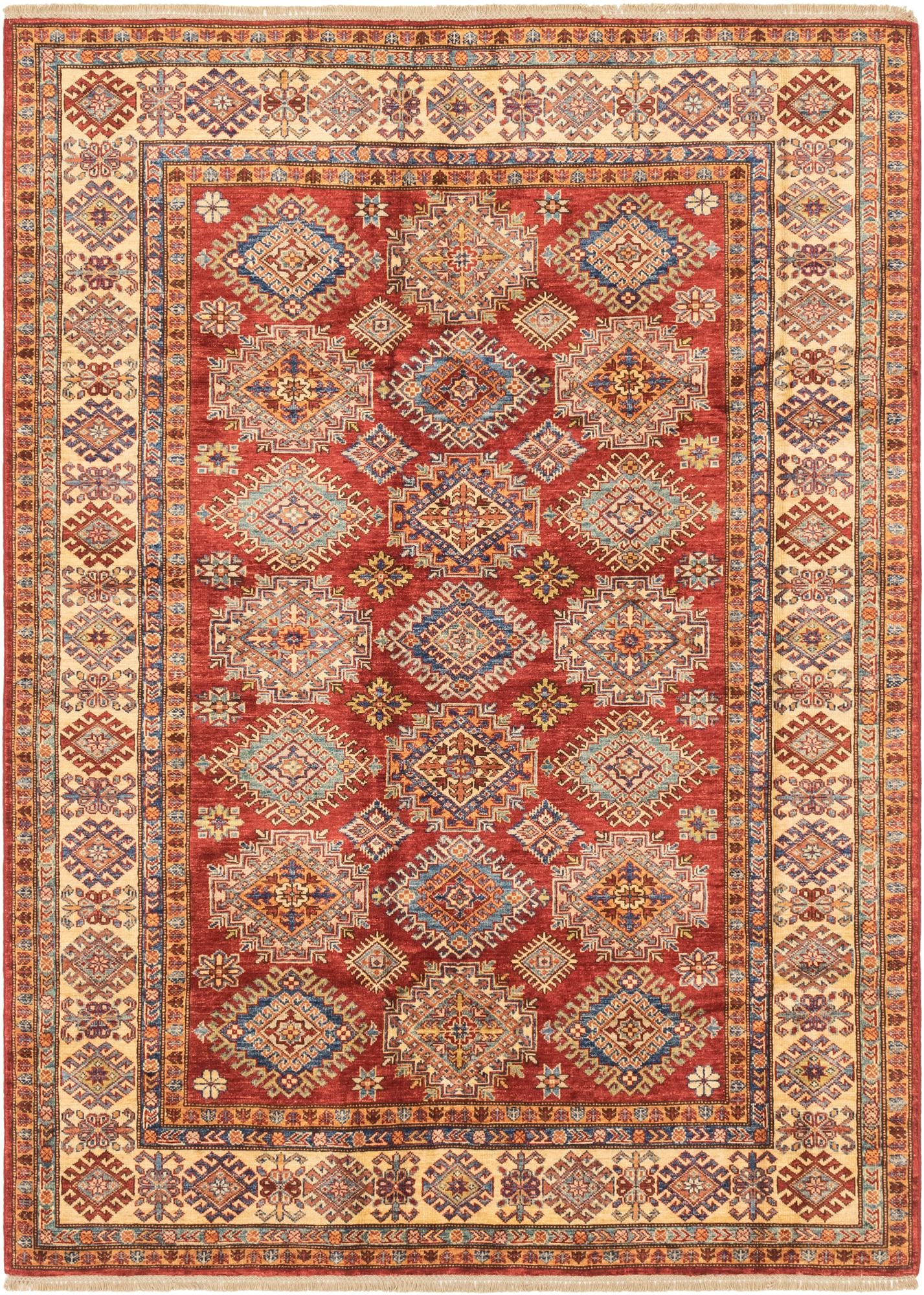 6' x 8' 3 Hand Knotted Kazak Oriental Rug