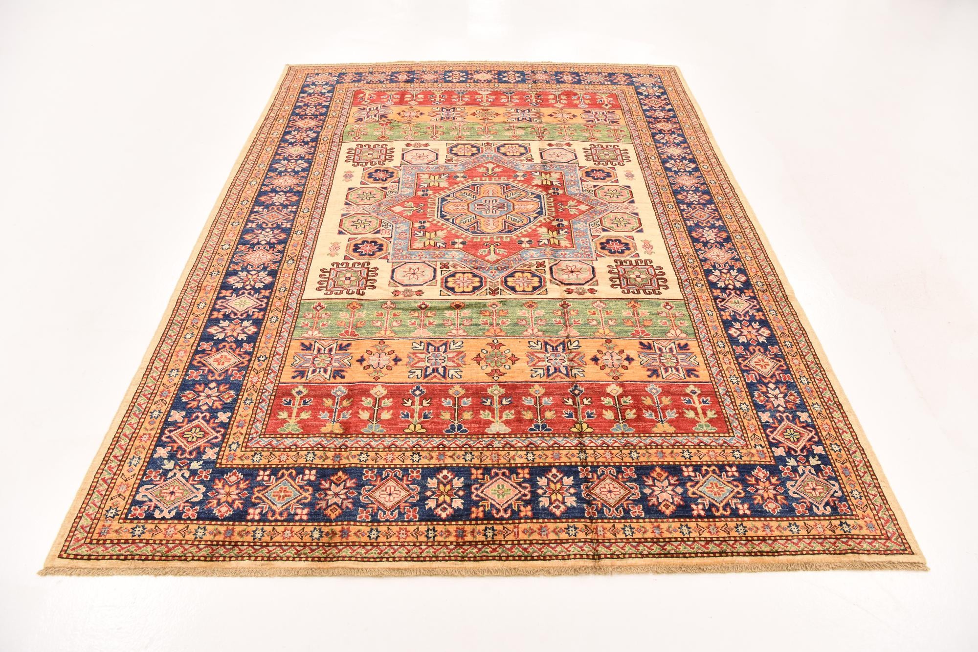 180cm x 245cm anudado a mano Kazak Alfombra Oriental