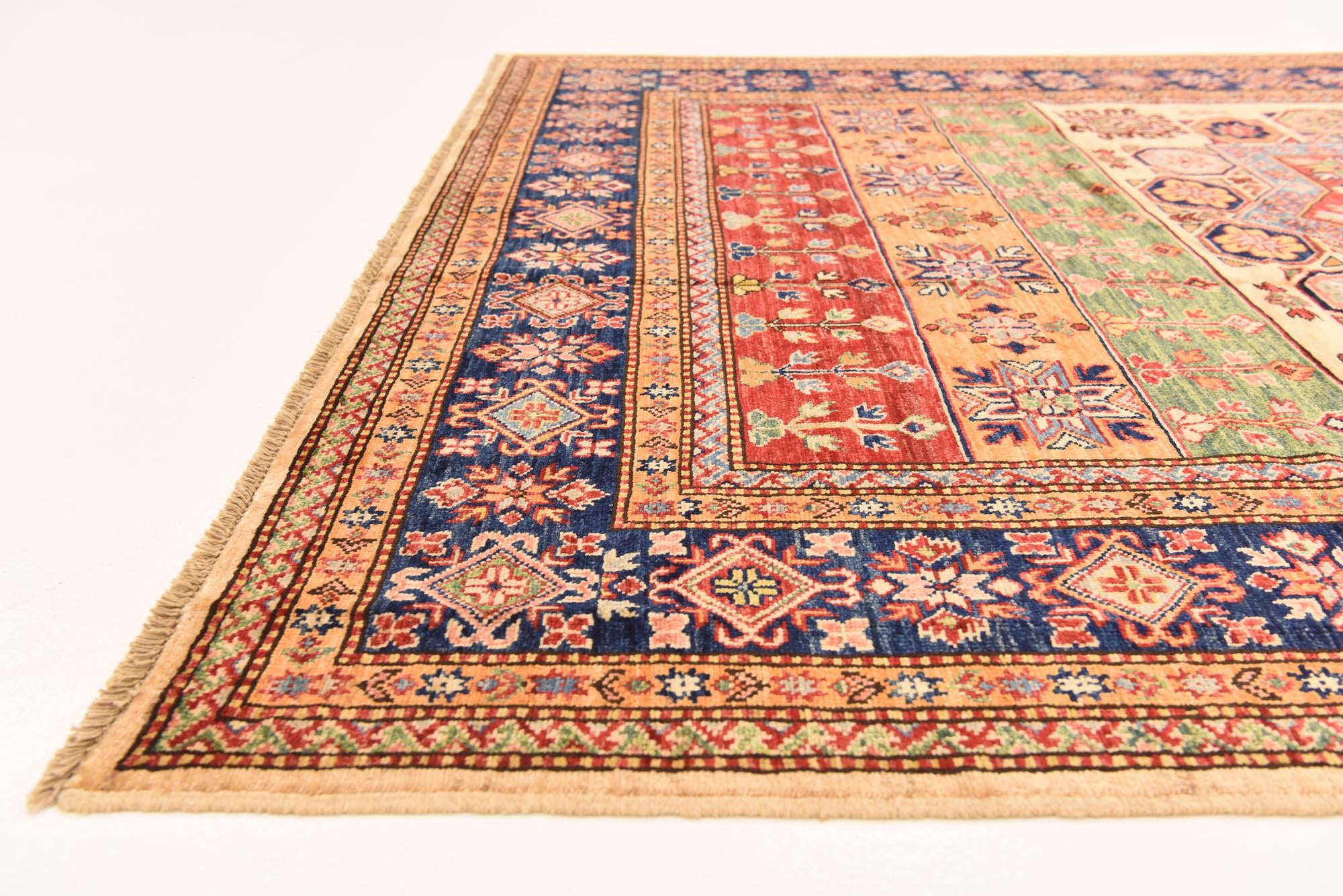 180cm x 245cm anudado a mano Kazak Alfombra Oriental