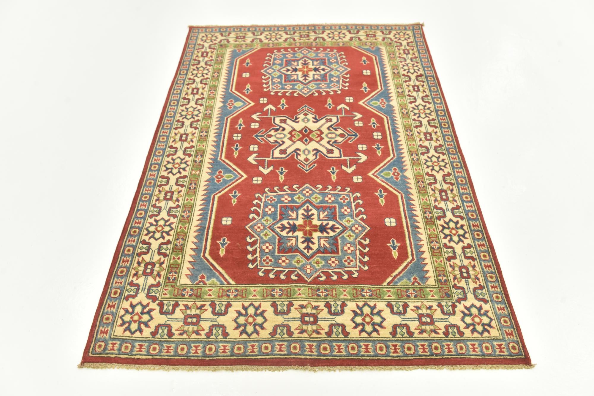 4' x 5' 9 Hand Knotted Kazak Rug