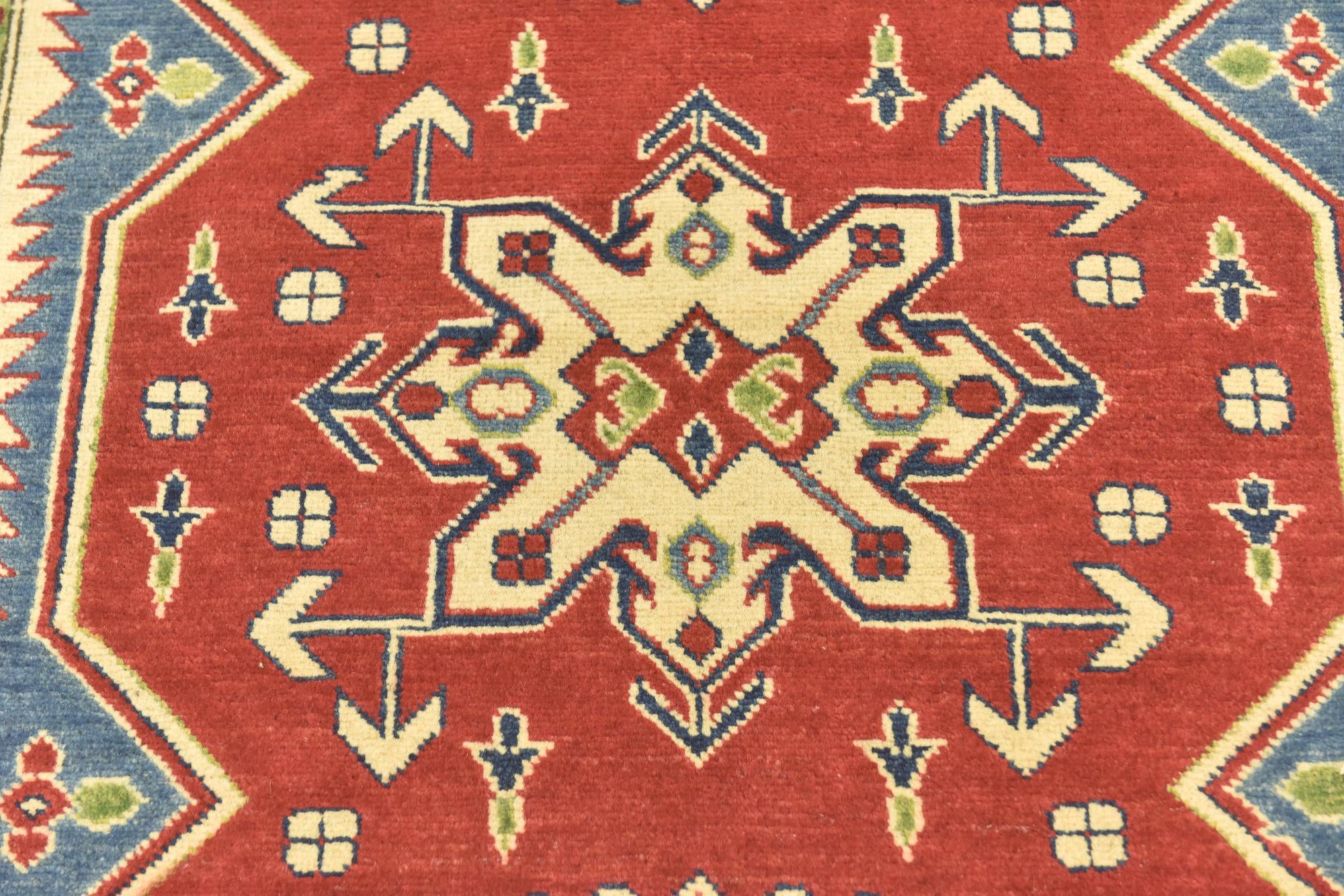 4' x 5' 9 Hand Knotted Kazak Rug