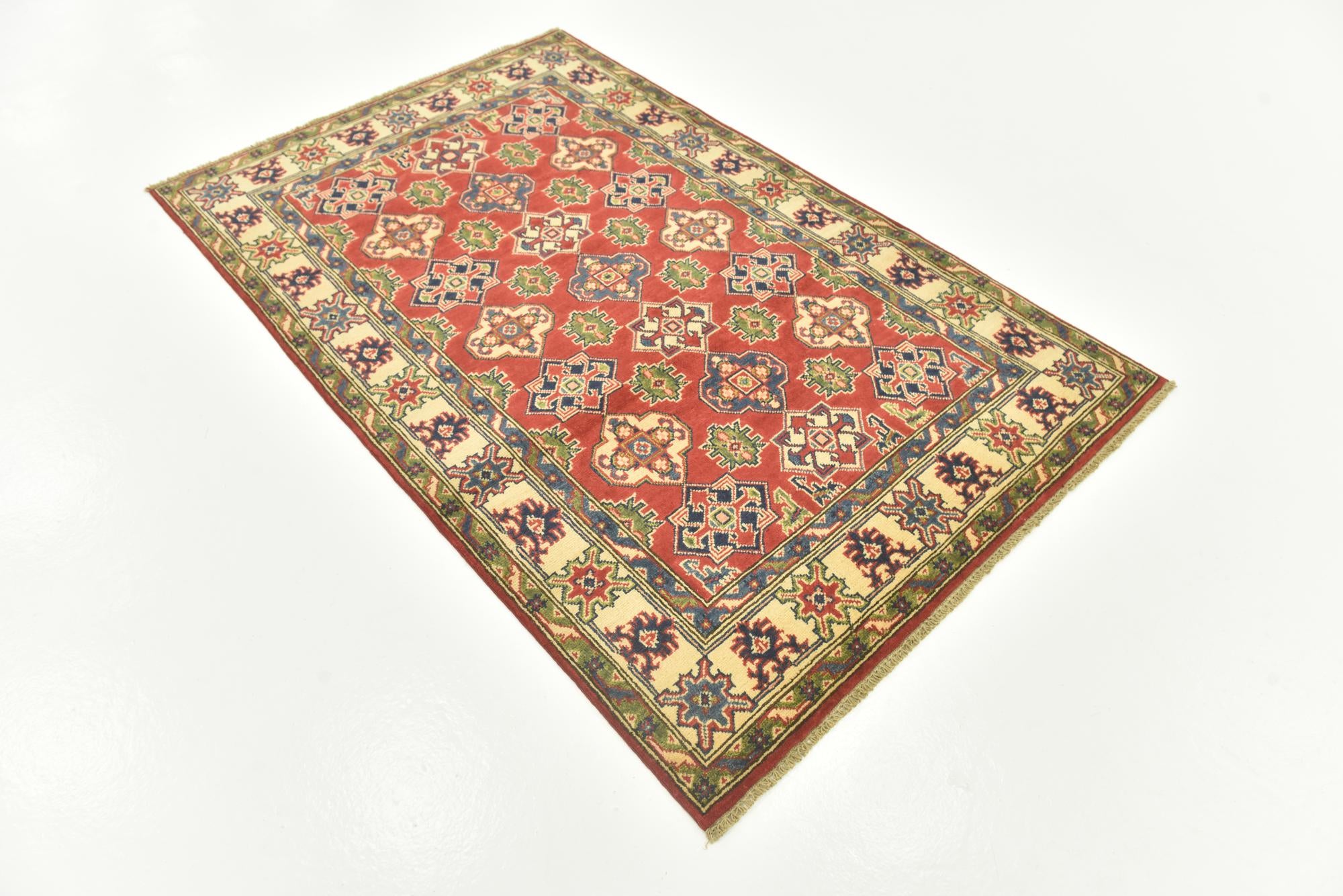 4' x 6' 2 Hand Knotted Kazak Rug
