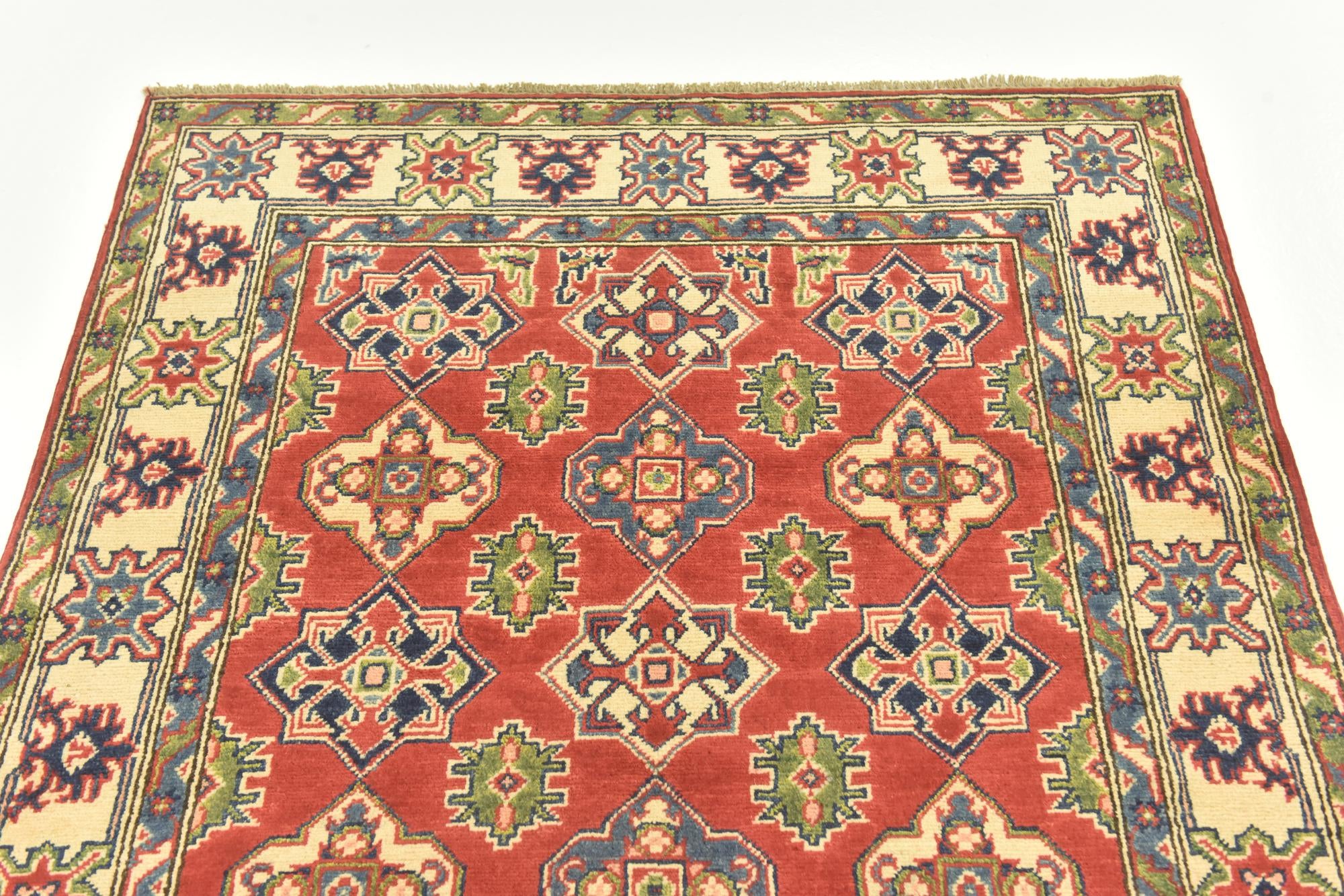 4' x 6' 2 Hand Knotted Kazak Rug