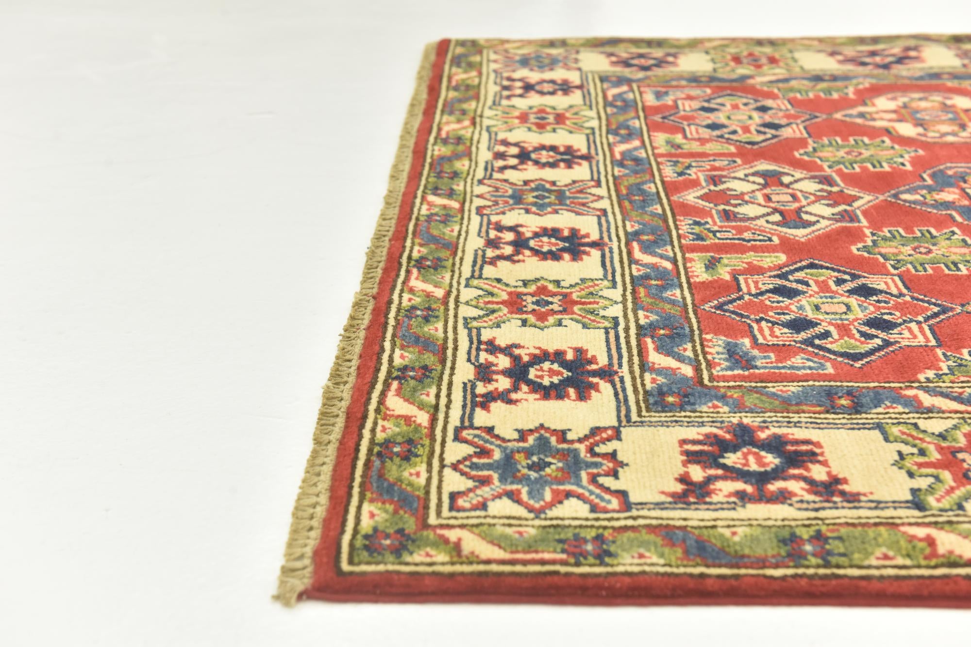4' x 6' 2 Hand Knotted Kazak Rug