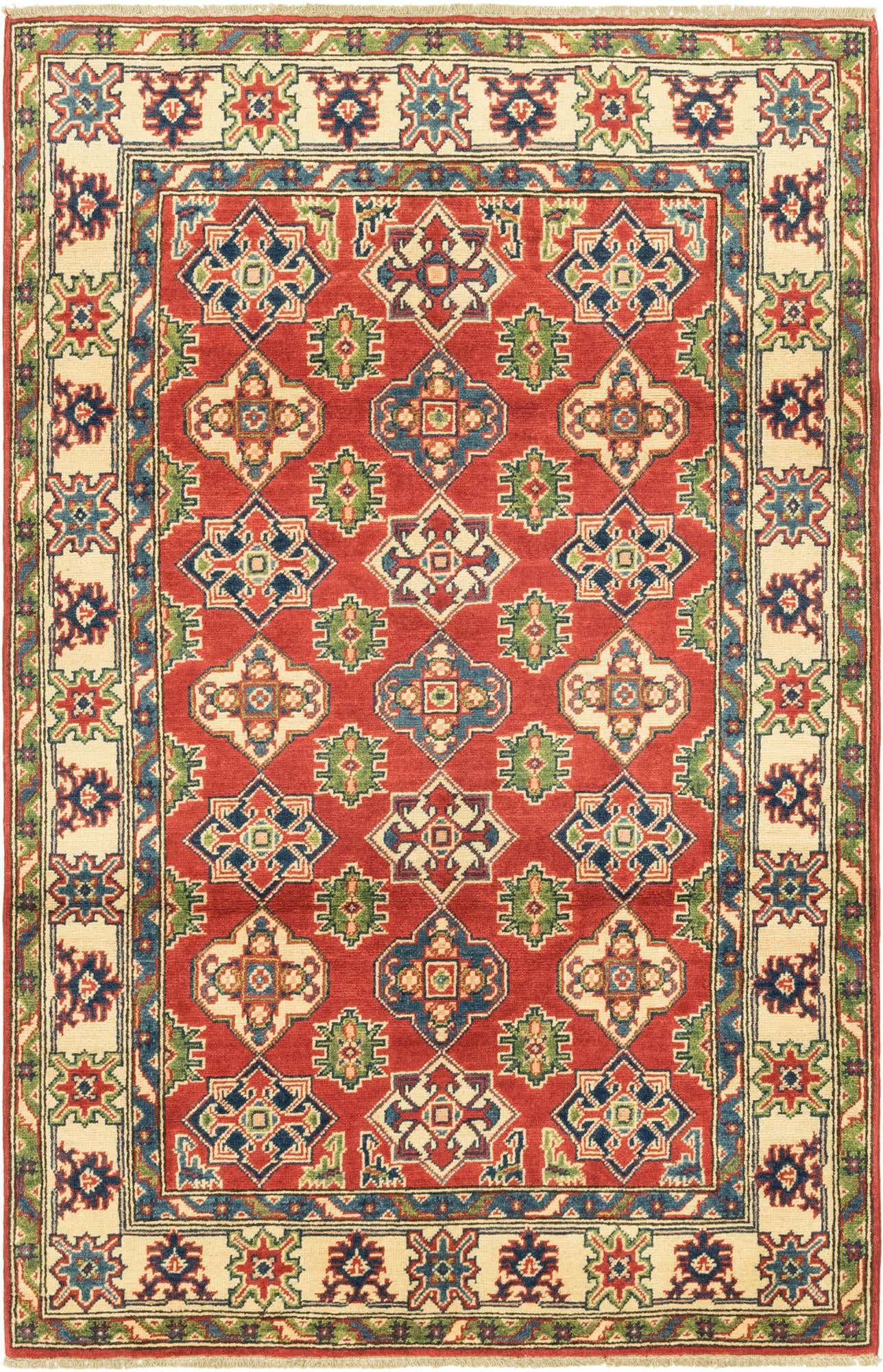 4' x 6' 2 Hand Knotted Kazak Rug