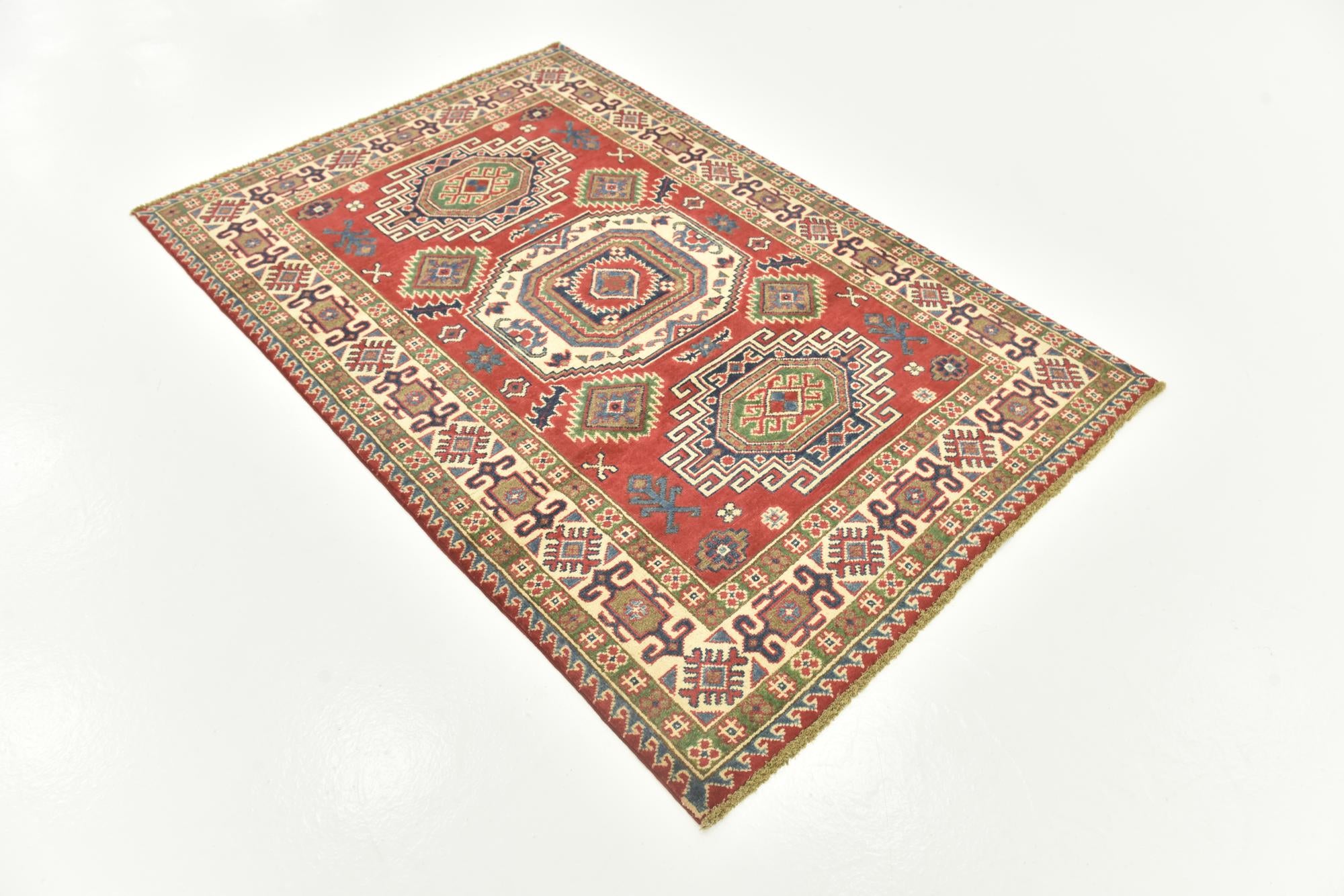 120cm x 185cm anudado a mano Kazak Alfombra