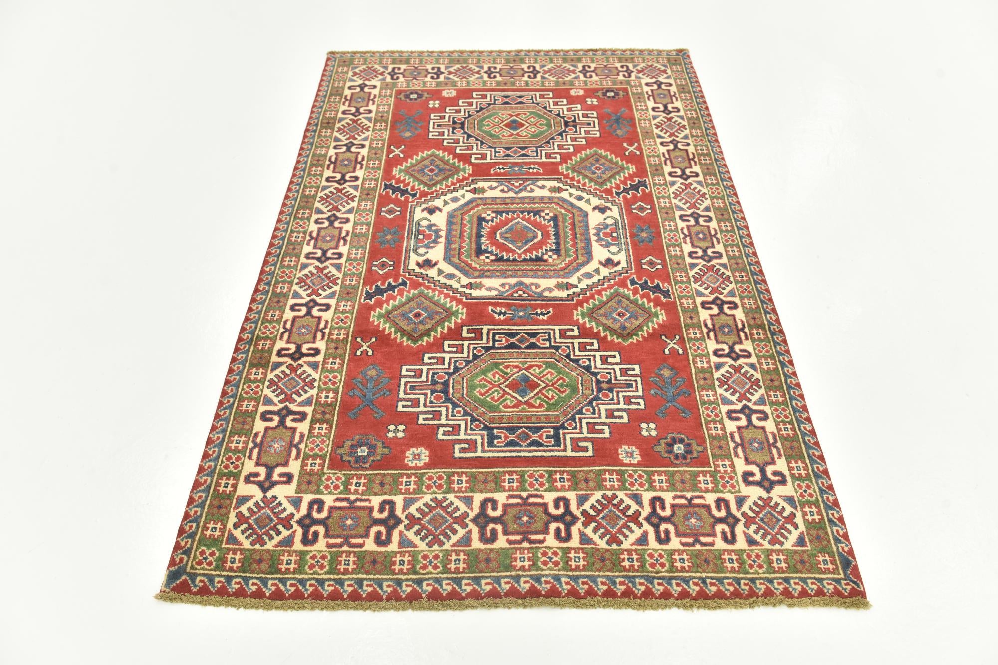120cm x 185cm anudado a mano Kazak Alfombra