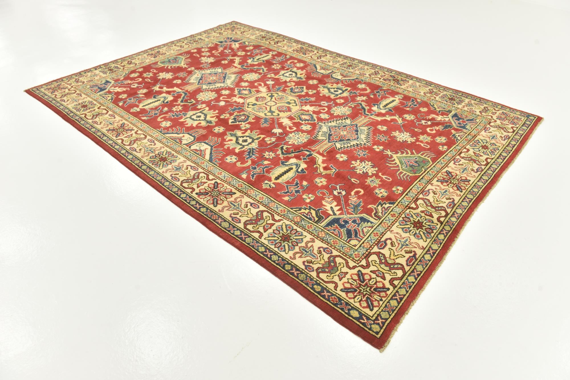 6' 7 x 9' 5 Hand Knotted Kazak Rug