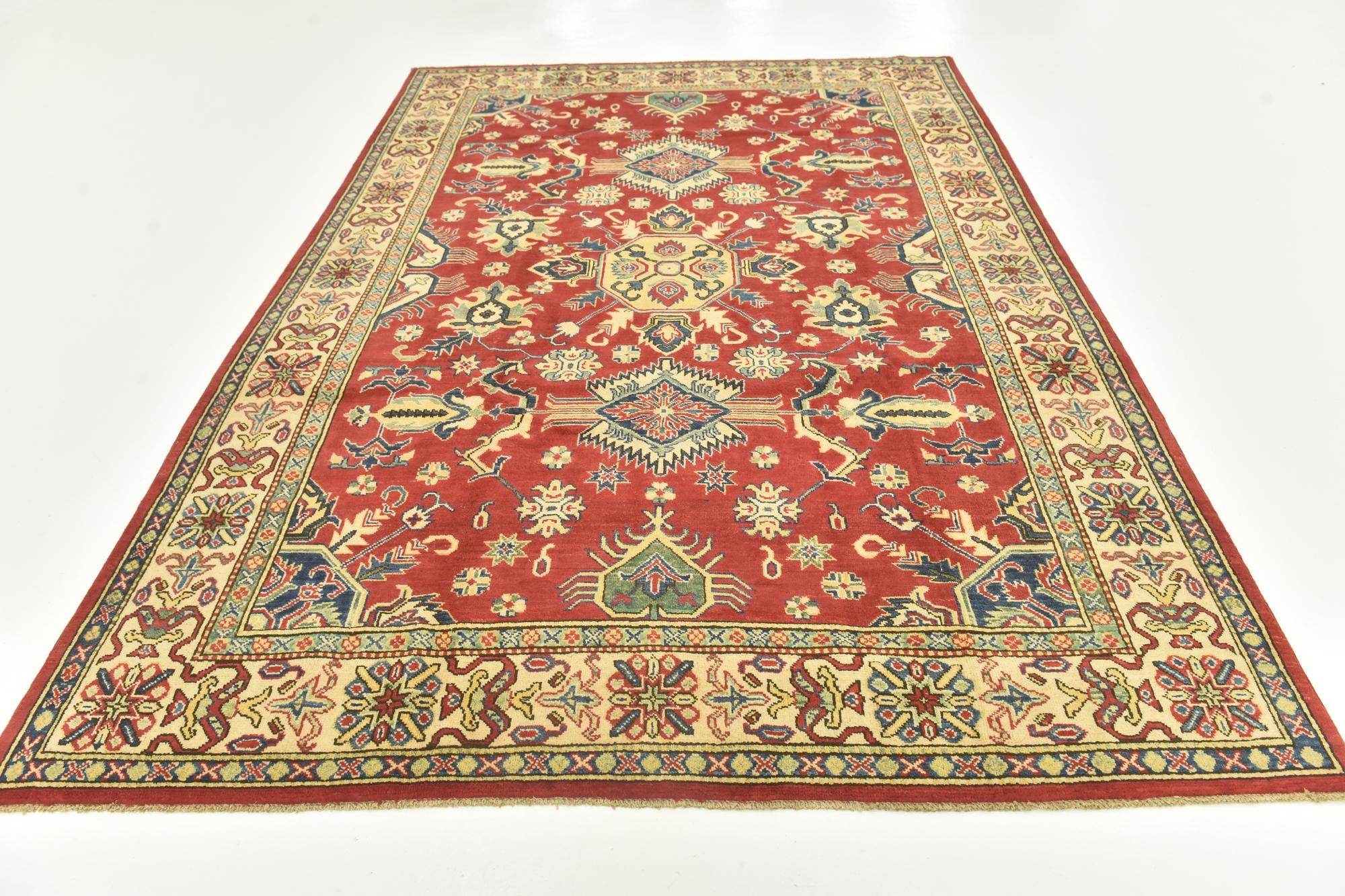 6' 7 x 9' 5 Hand Knotted Kazak Rug
