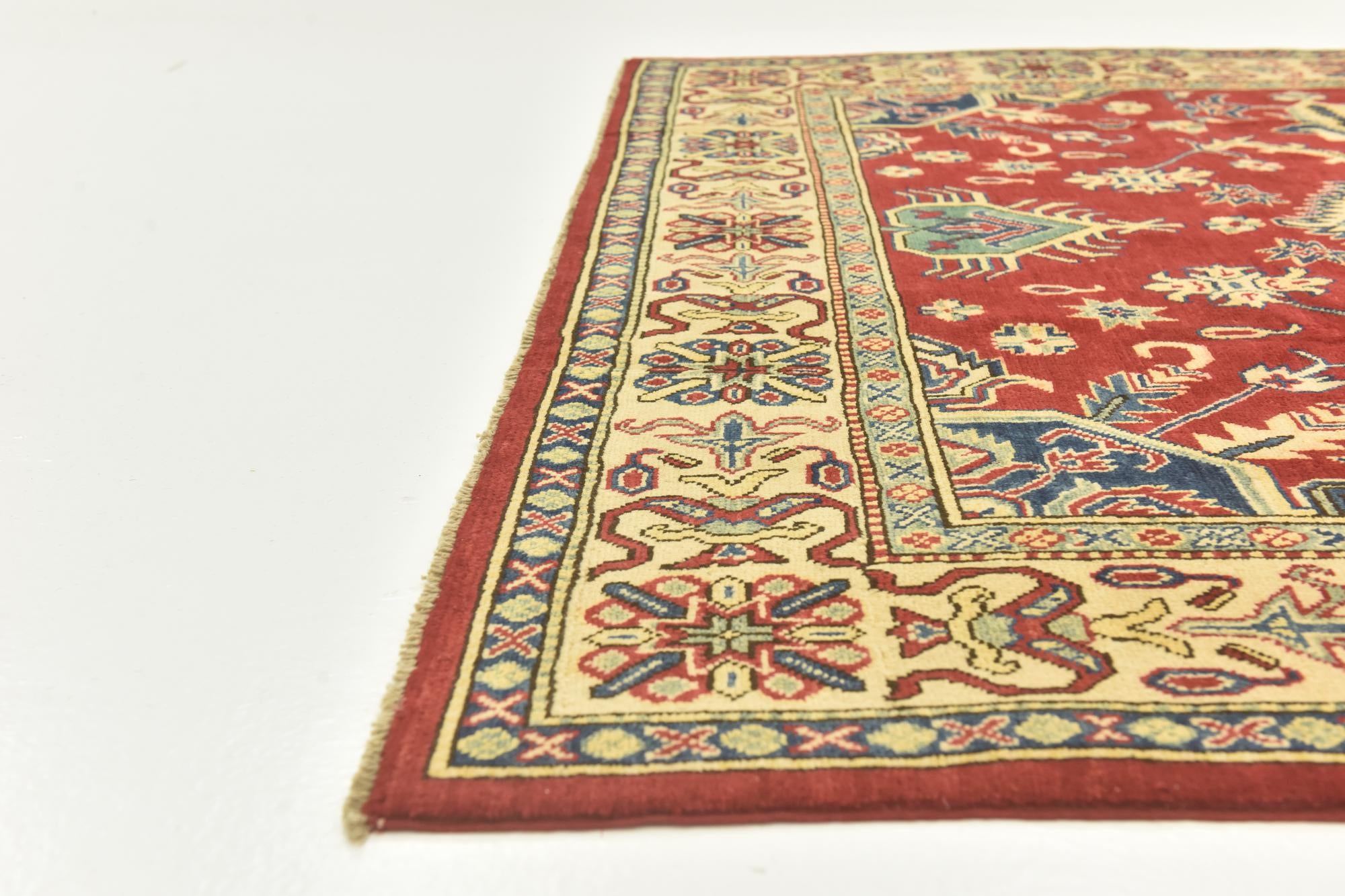 6' 7 x 9' 5 Hand Knotted Kazak Rug