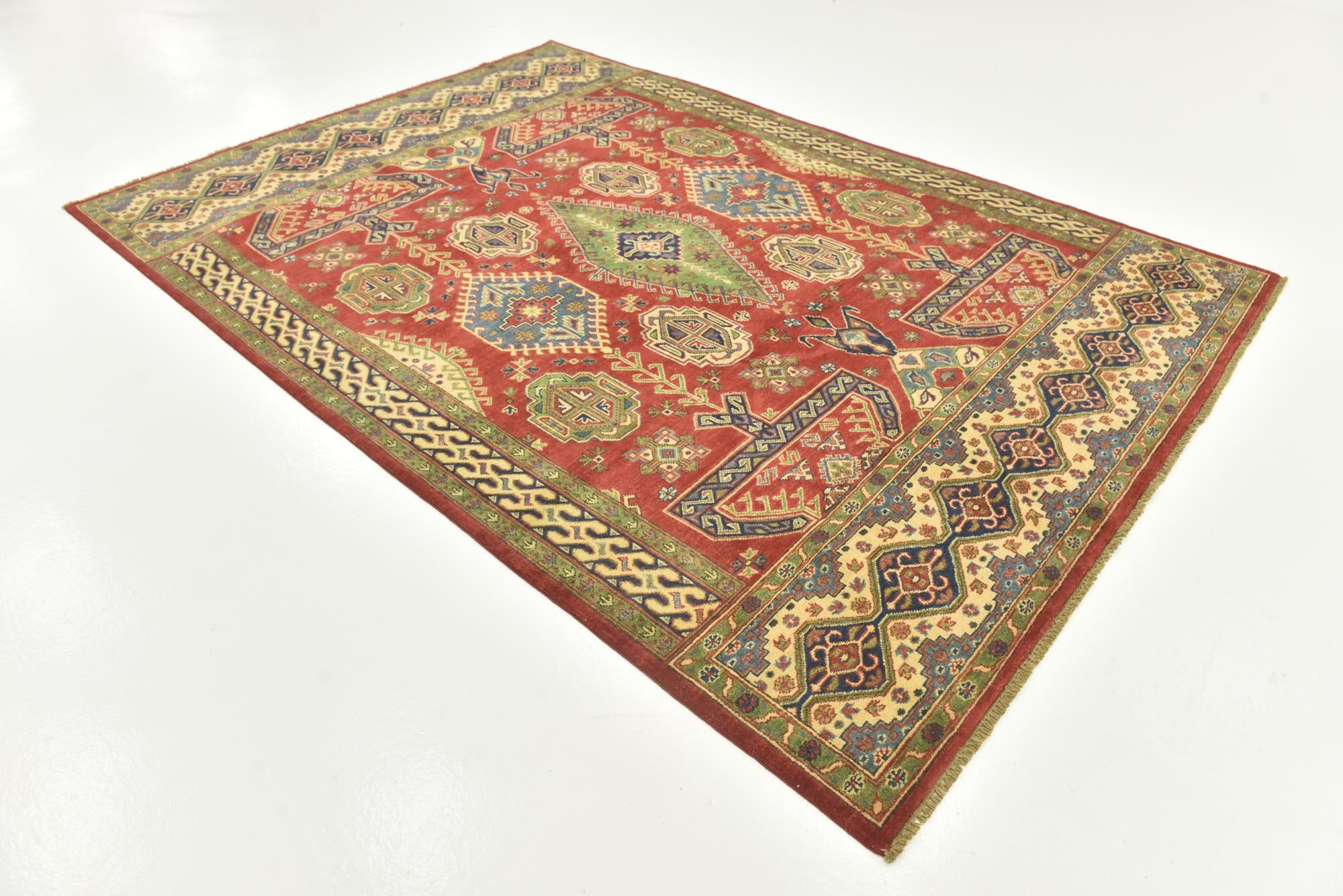 6' 7 x 9' 7 Hand Knotted Kazak Rug