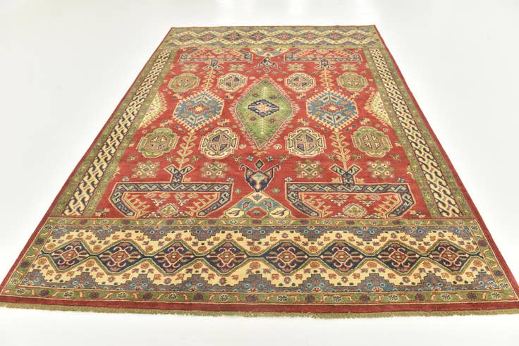 Detail image of 6' 7 x 9' 7 Hand Knotted Kazak Rug