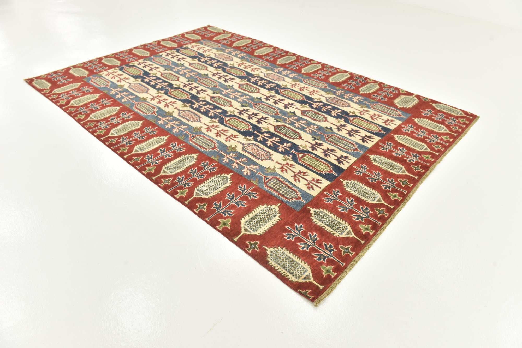 6' 7 x 9' 7 Hand Knotted Kazak Rug