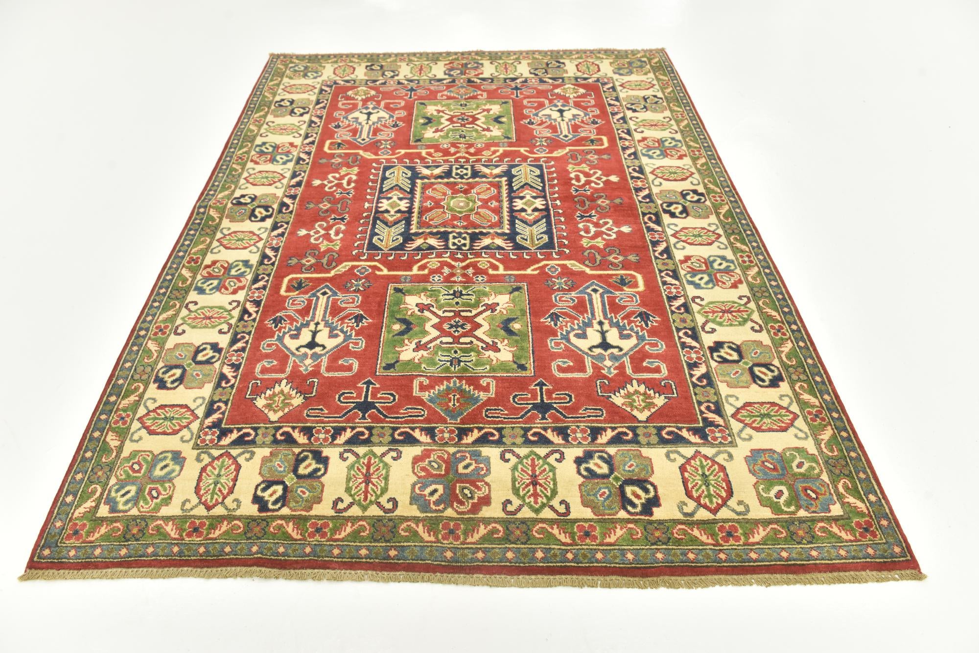 5' 7 x 7' 8 Hand Knotted Kazak Rug