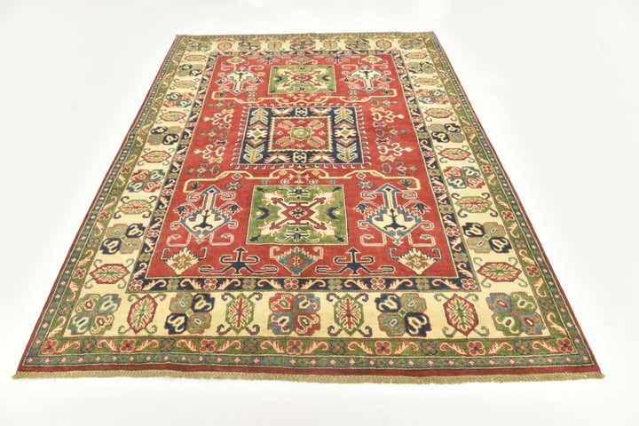 5' 7 x 7' 8 Hand Knotted Kazak Rug