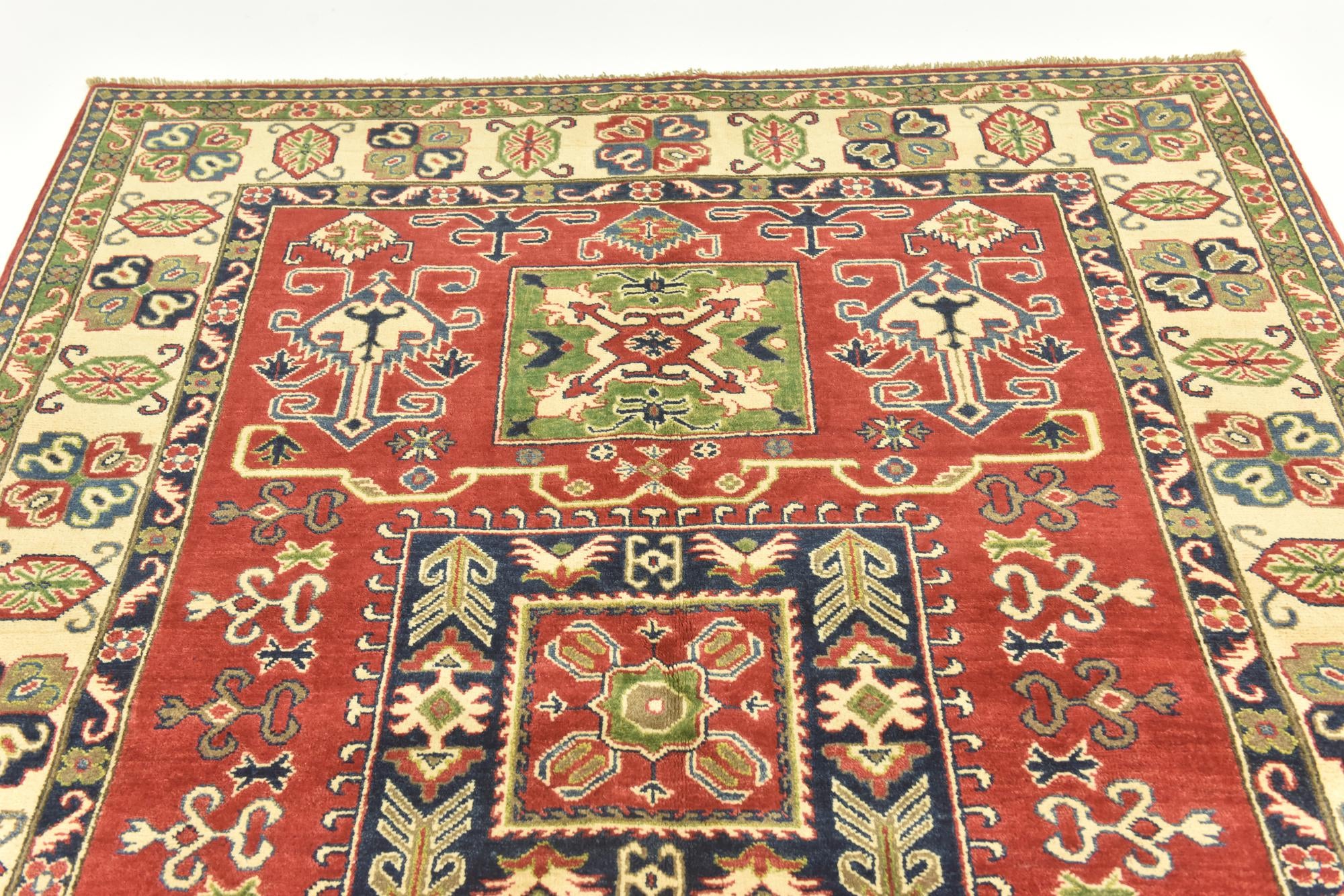 5' 7 x 7' 8 Hand Knotted Kazak Rug