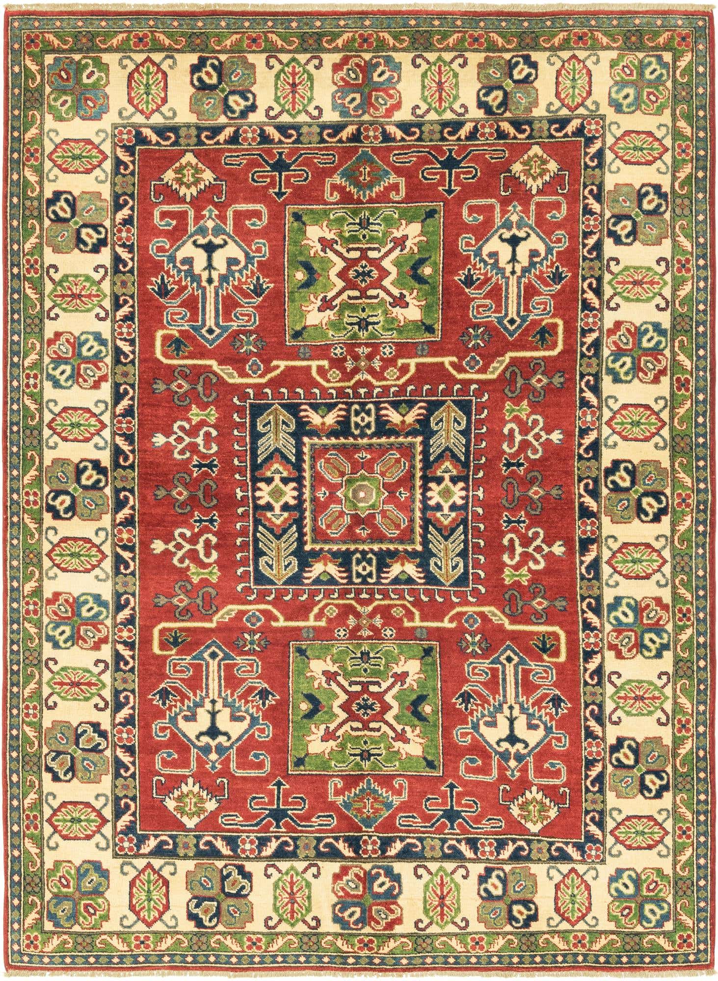 5' 7 x 7' 8 Hand Knotted Kazak Rug