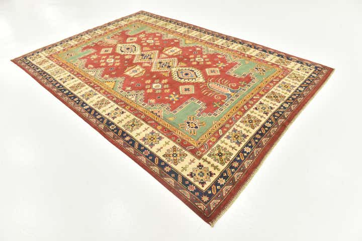 6' 7 x 9' 5 Hand Knotted Kazak Rug