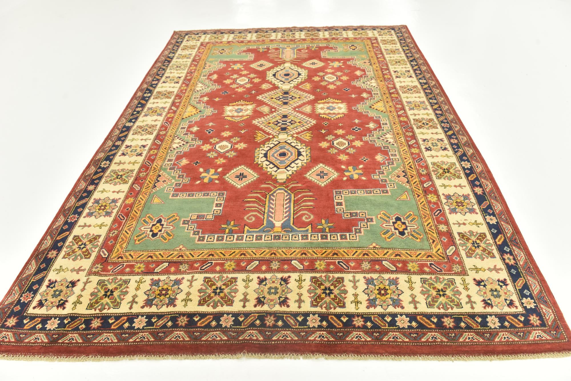 6' 7 x 9' 5 Hand Knotted Kazak Rug
