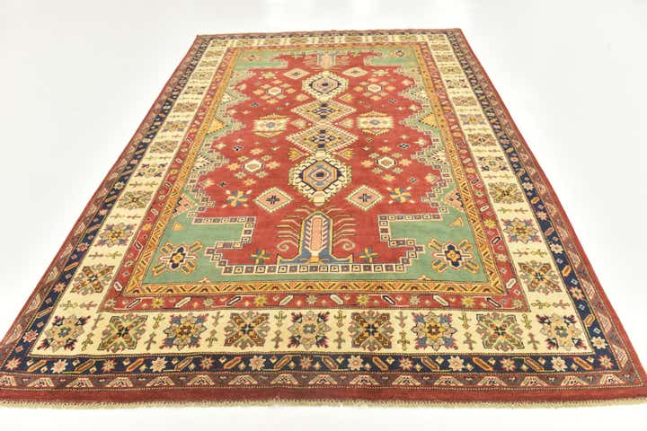 6' 7 x 9' 5 Hand Knotted Kazak Rug