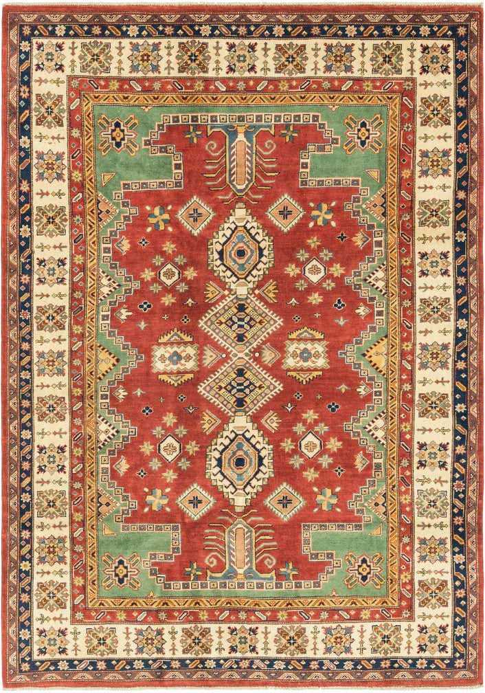 6' 7 x 9' 5 Hand Knotted Kazak Rug