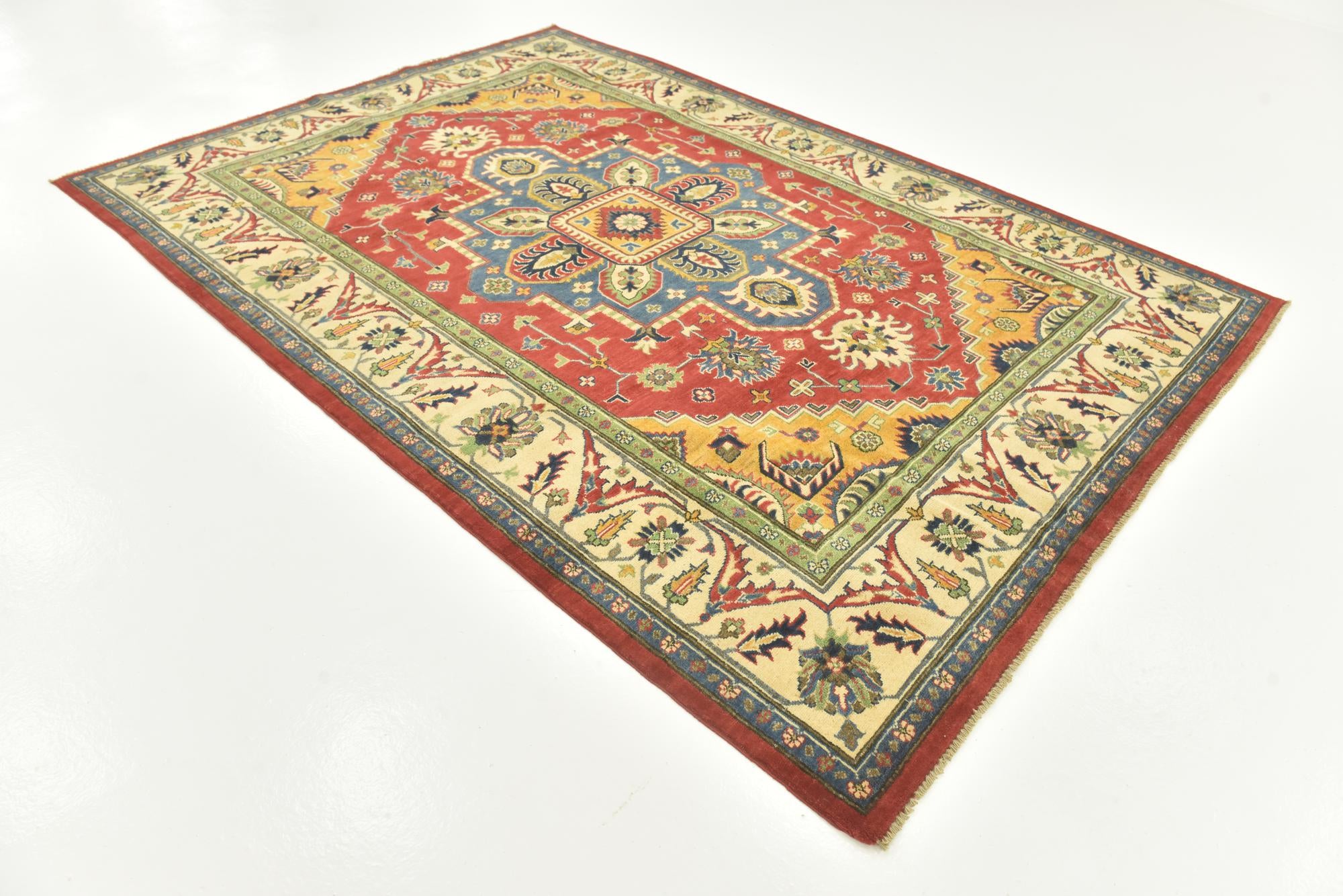 6' 8 x 9' 6 Hand Knotted Kazak Rug