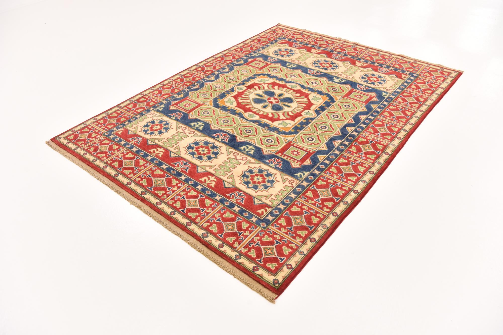 5' 7 x 7' 10 Hand Knotted Kazak Rug