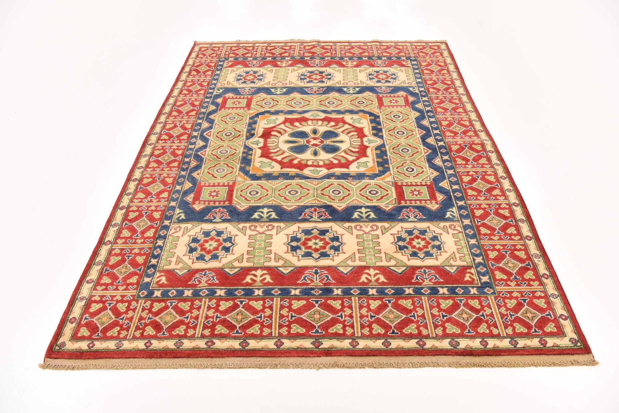 5' 7 x 7' 10 Hand Knotted Kazak Rug