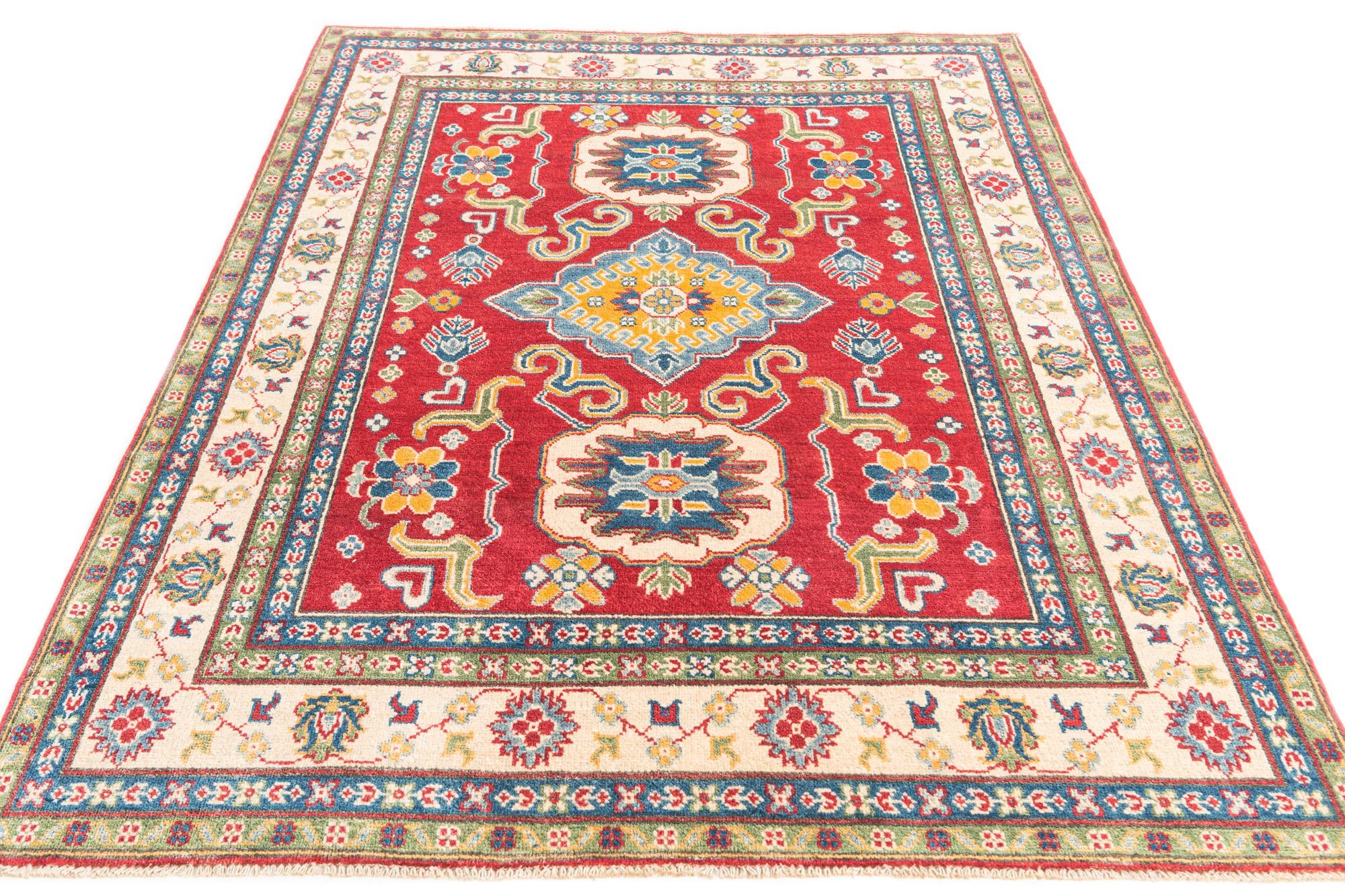 5' x 6' 6 Hand Knotted Kazak Rug