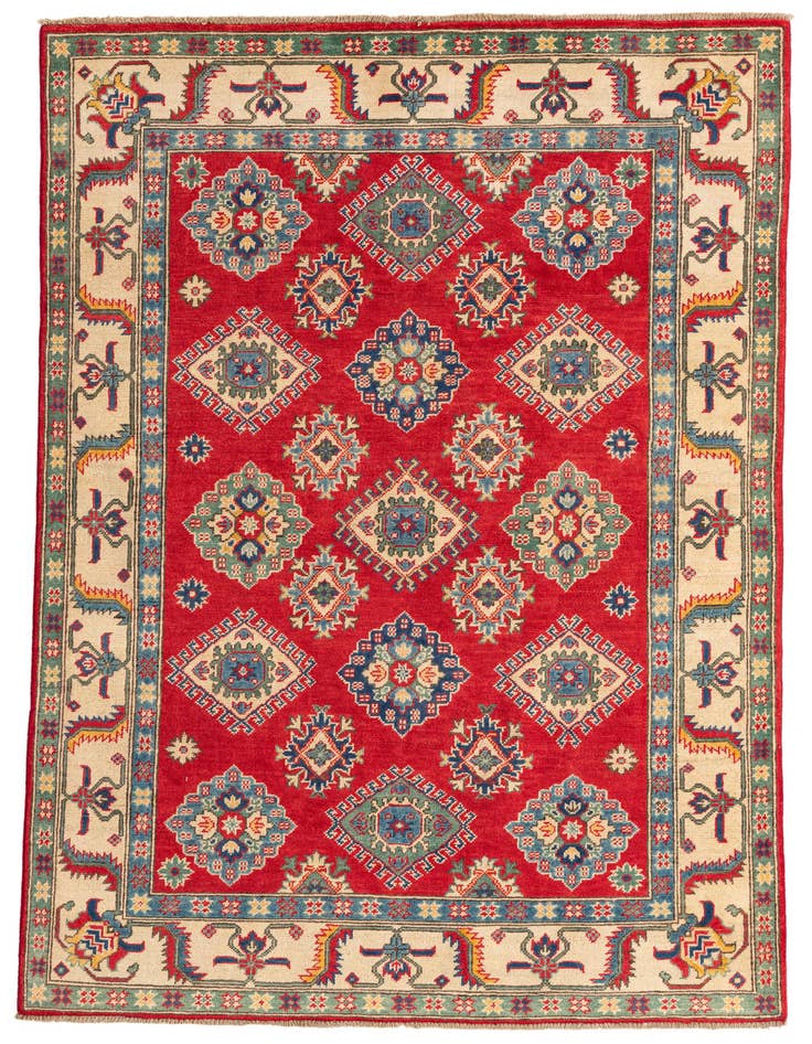 Detail image of 4' 10 x 7' Hand Knotted Kazak Rug