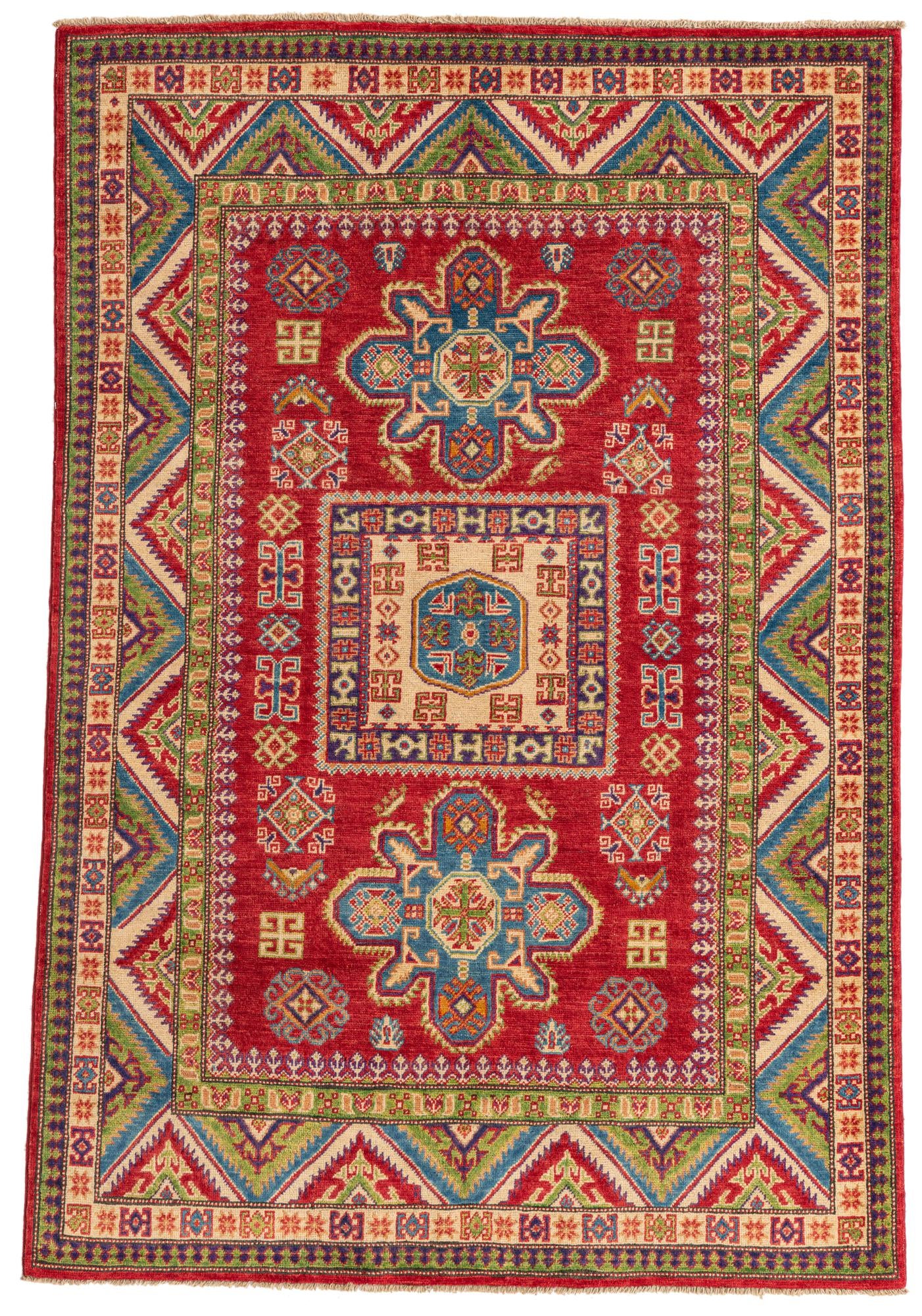 4' 10 x 7' 1 Hand Knotted Kazak Rug