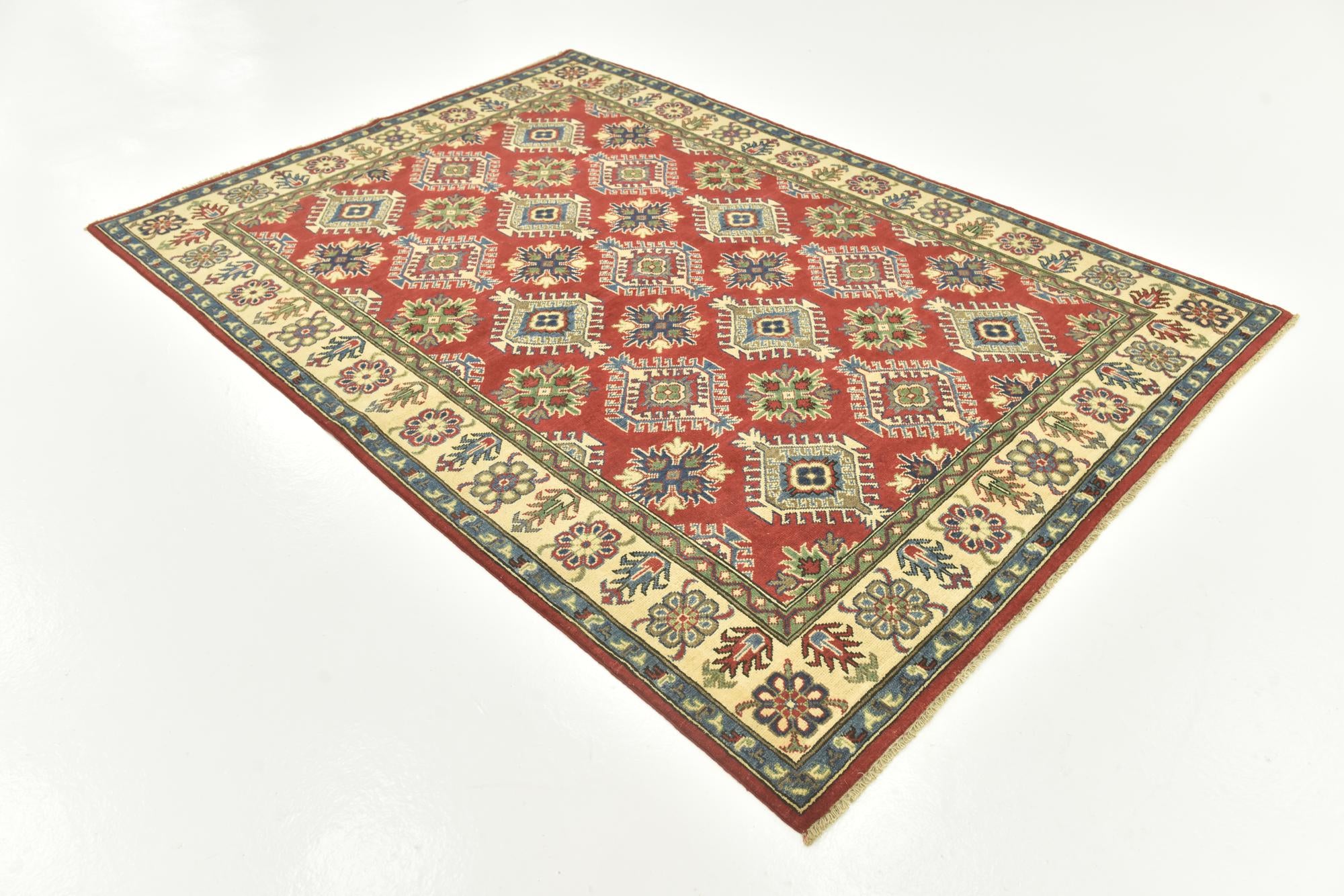5' 8 x 8' Hand Knotted Kazak Rug
