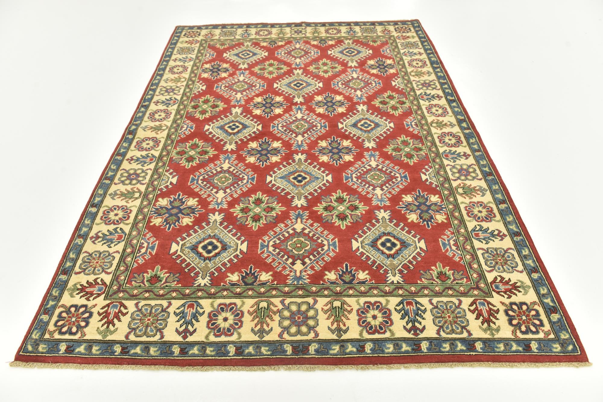 5' 8 x 8' Hand Knotted Kazak Rug