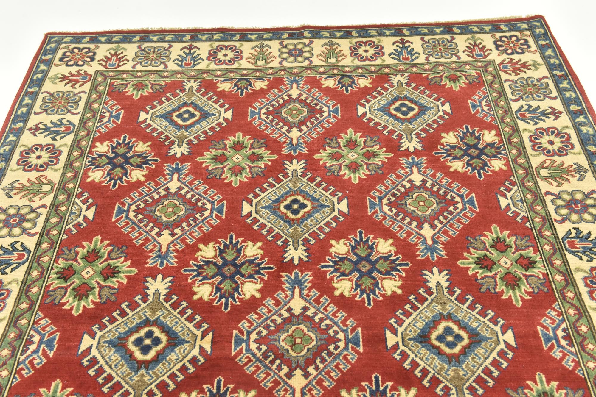 5' 8 x 8' Hand Knotted Kazak Rug