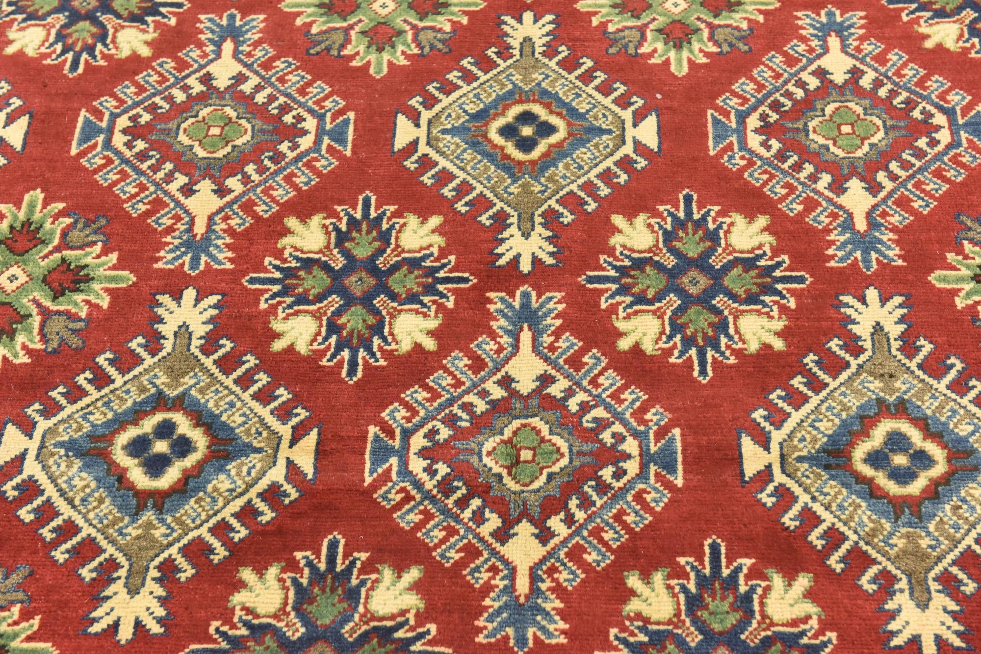 5' 8 x 8' Hand Knotted Kazak Rug