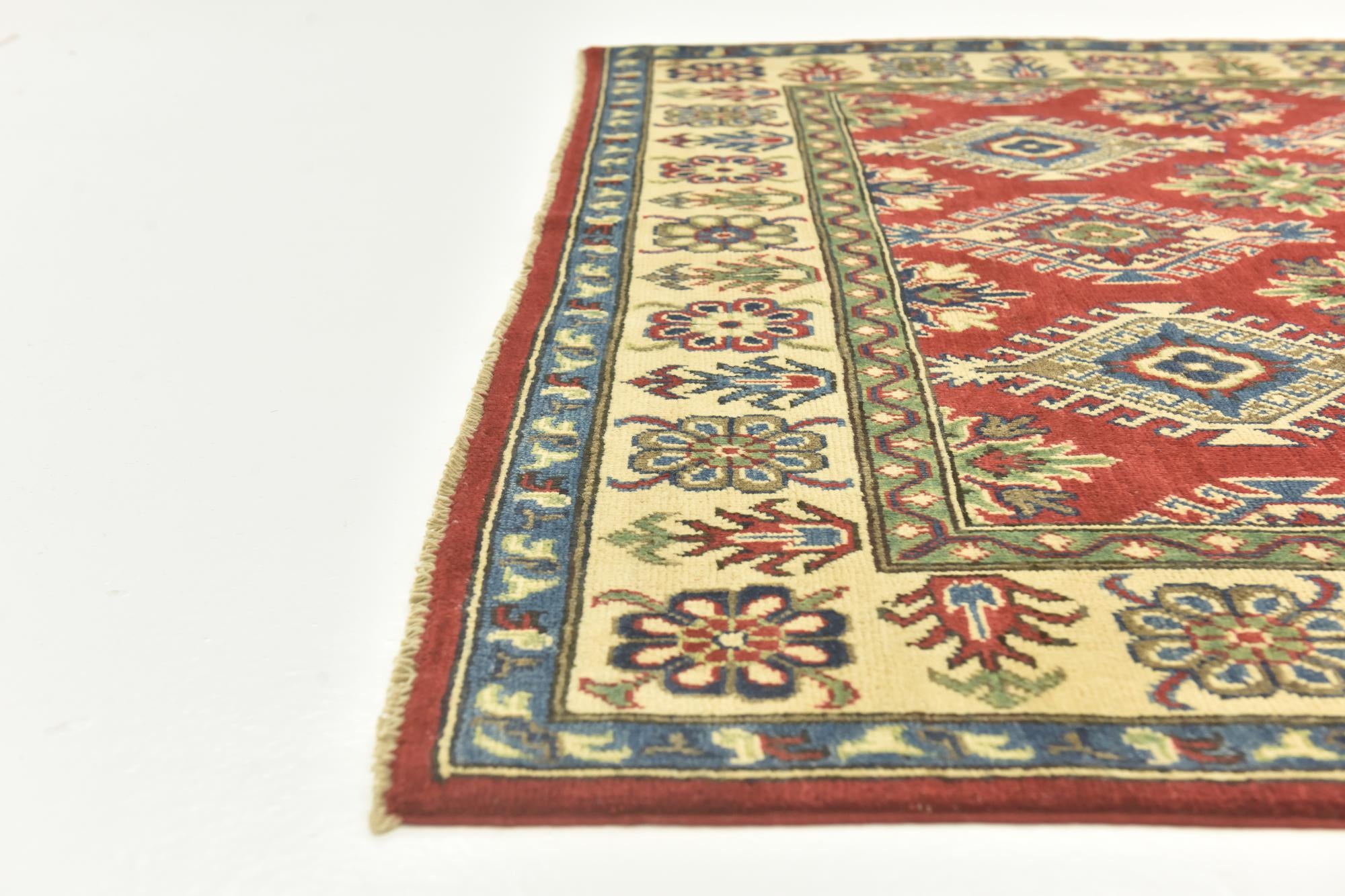 5' 8 x 8' Hand Knotted Kazak Rug