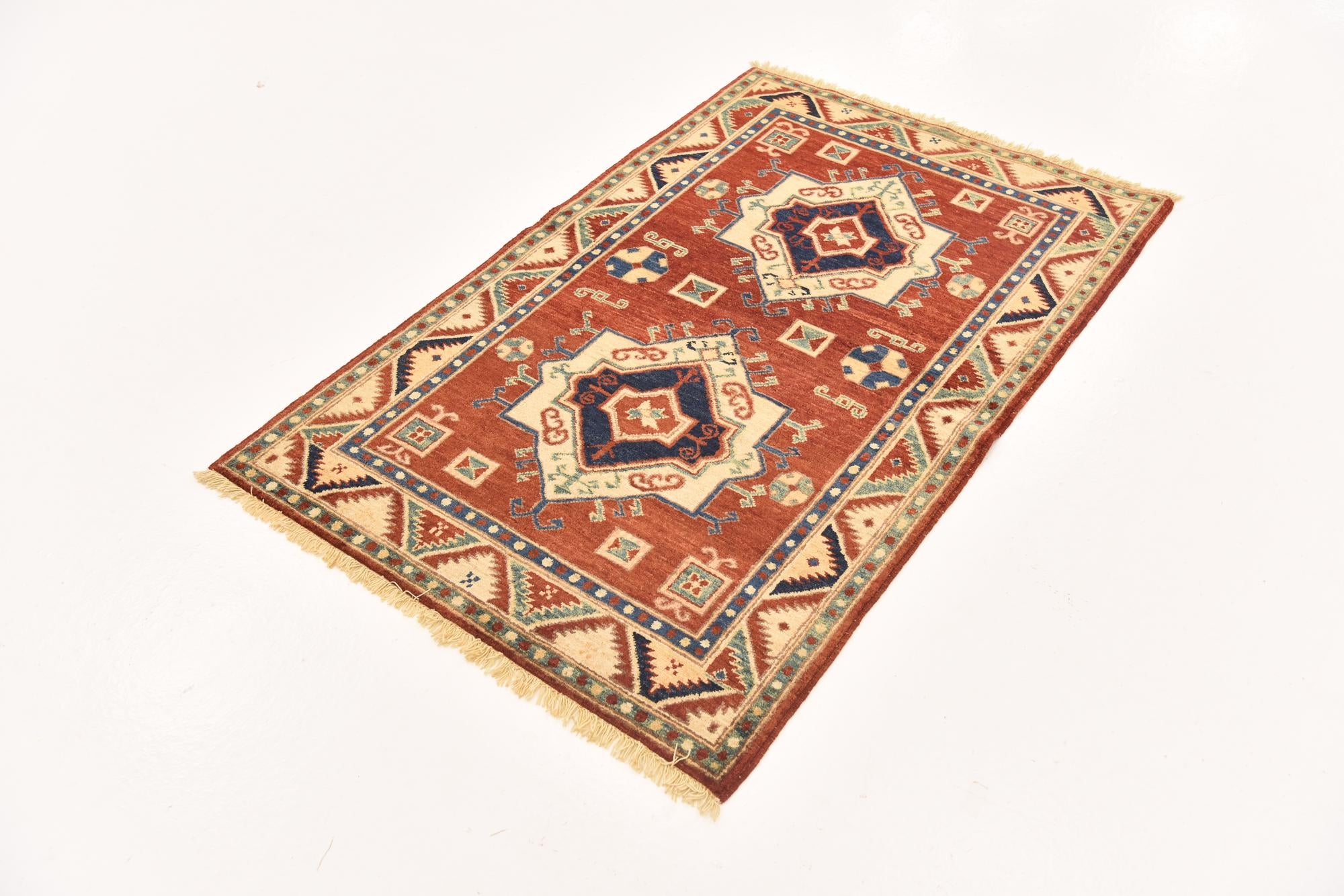 3' 1 x 4' 10 Hand Knotted Kazak Rug