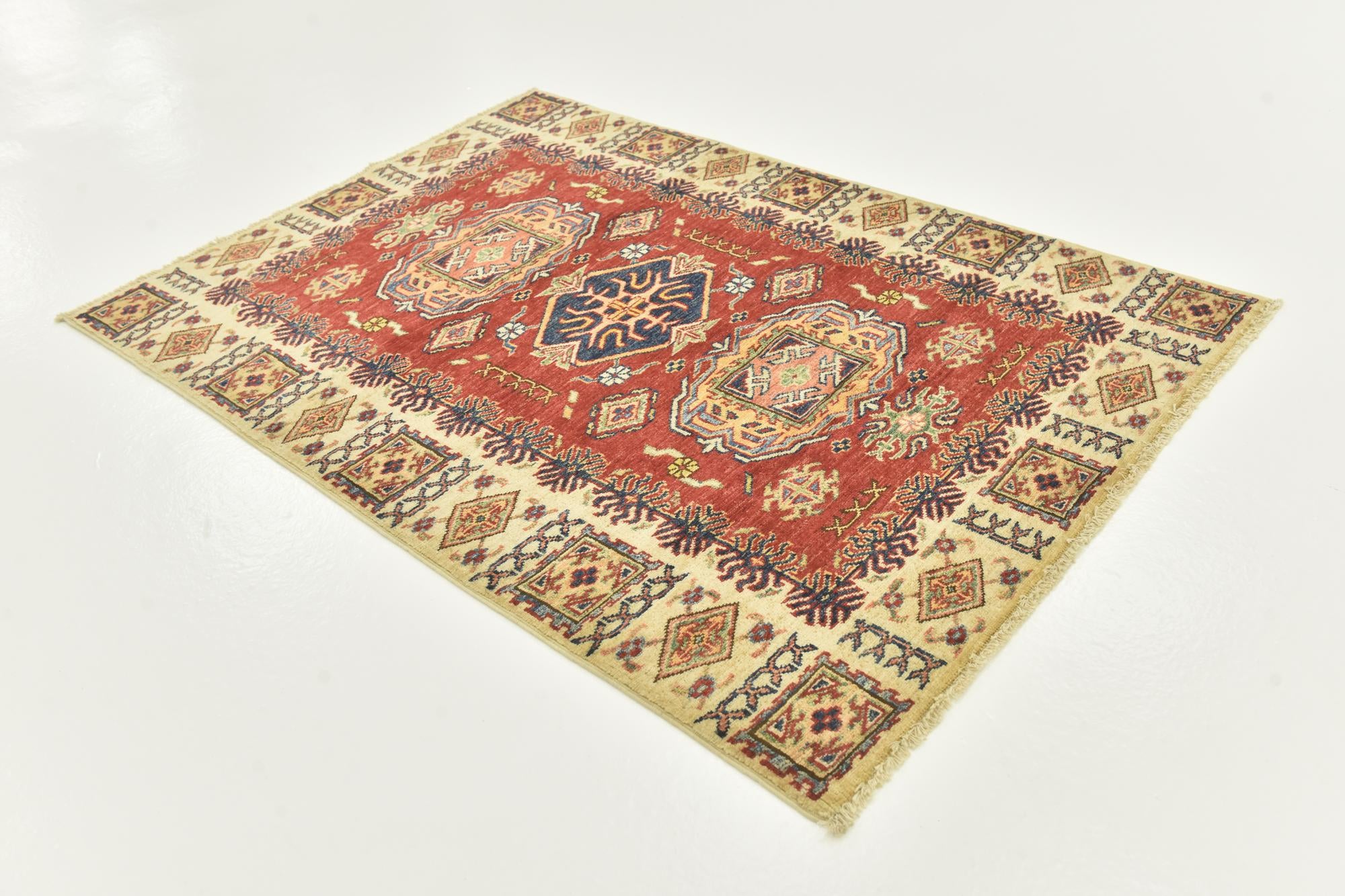 3' 5 x 4' 10 Hand Knotted Kazak Oriental Rug