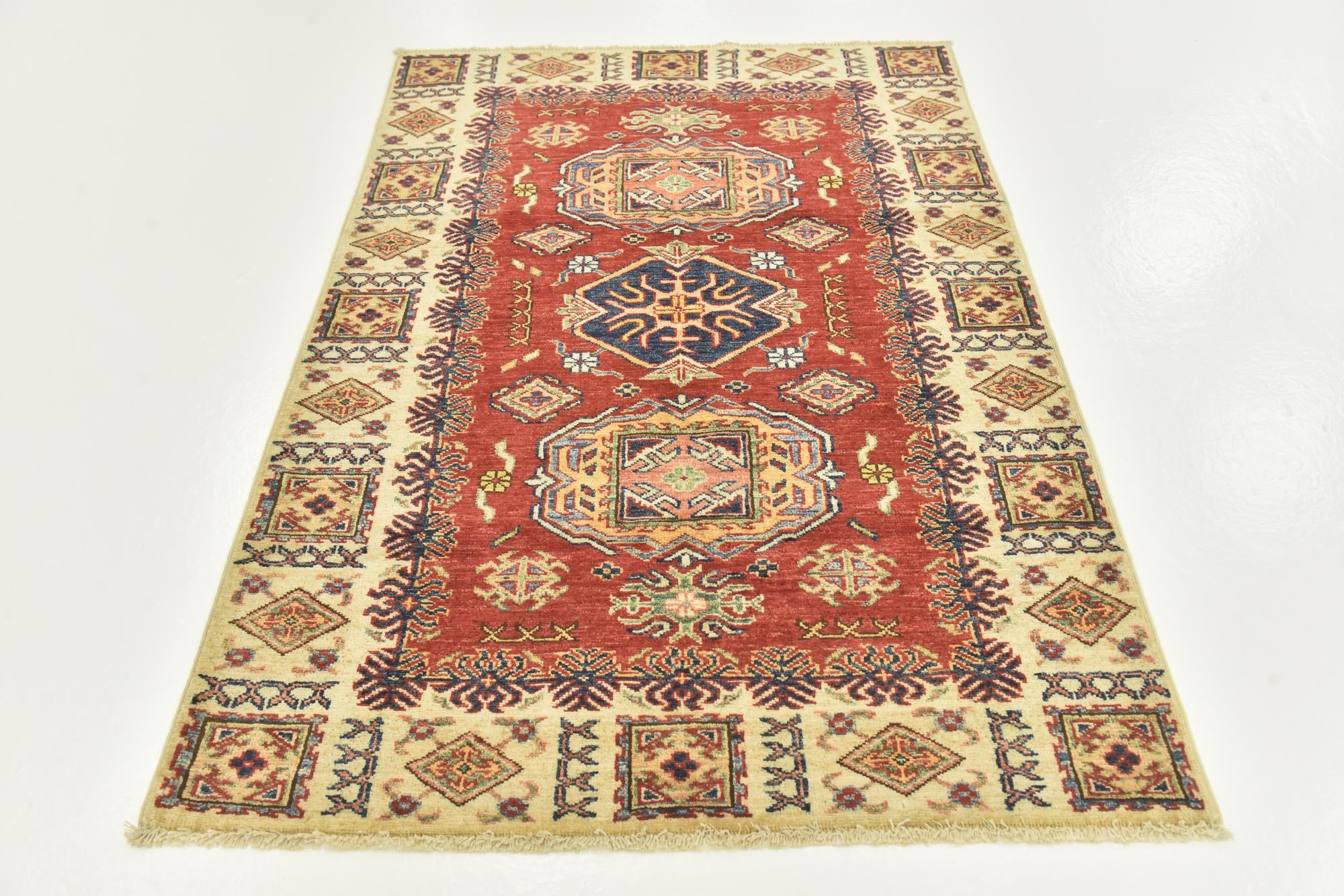 3' 5 x 4' 10 Hand Knotted Kazak Oriental Rug