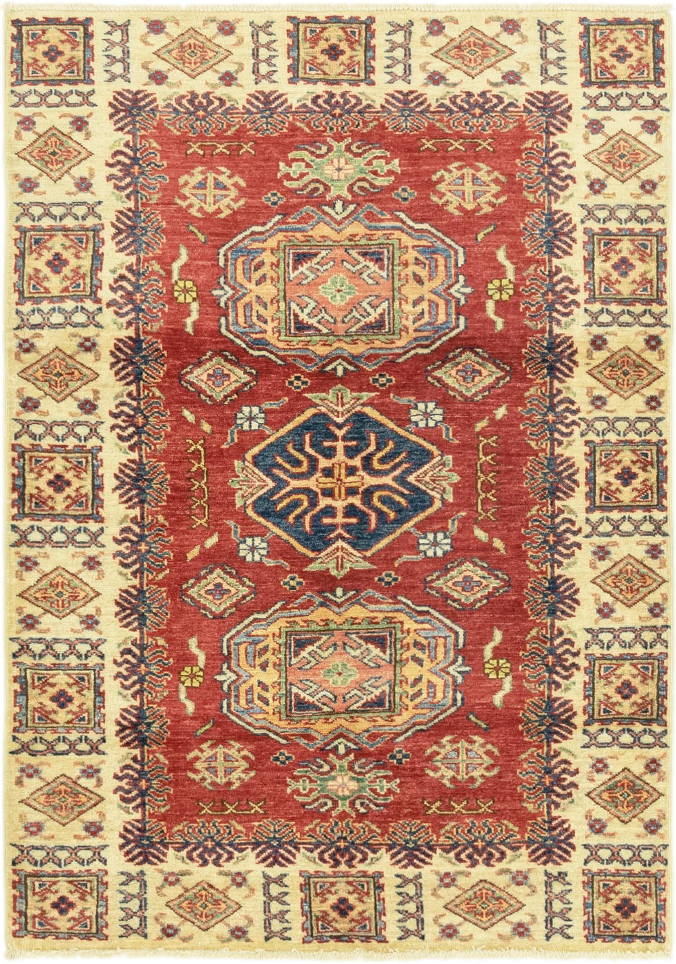 3' 5 x 4' 10 Hand Knotted Kazak Oriental Rug