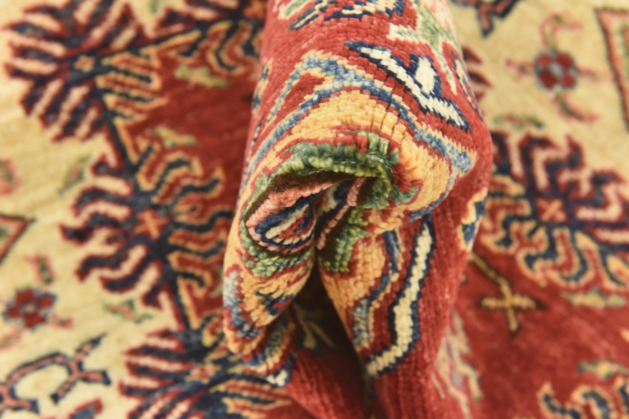 3' 4 x 4' 10 Hand Knotted Kazak Oriental Rug