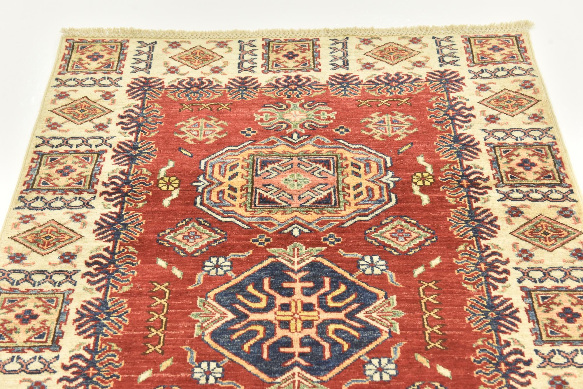 3' 4 x 4' 10 Hand Knotted Kazak Oriental Rug