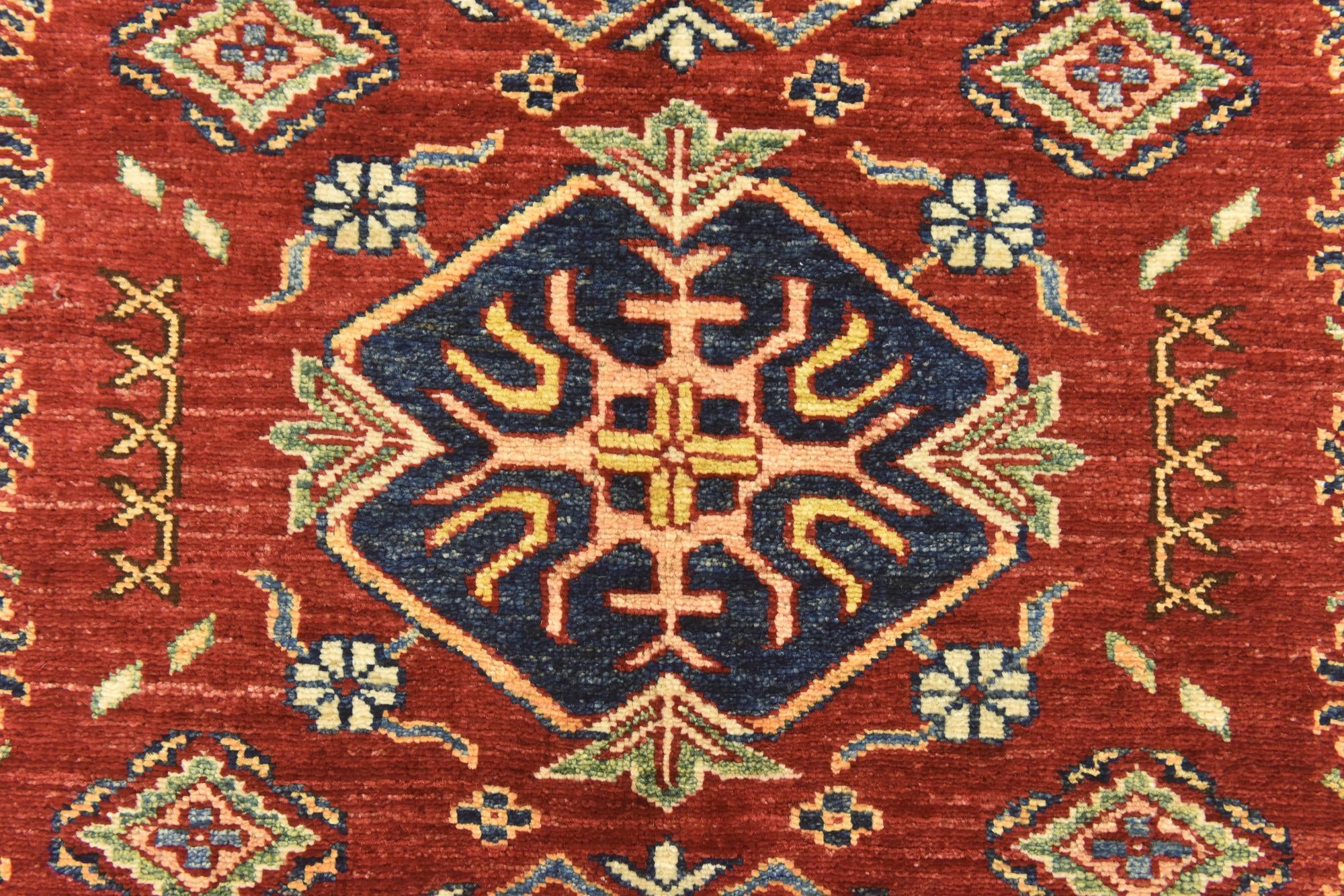 3' 4 x 4' 10 Hand Knotted Kazak Oriental Rug