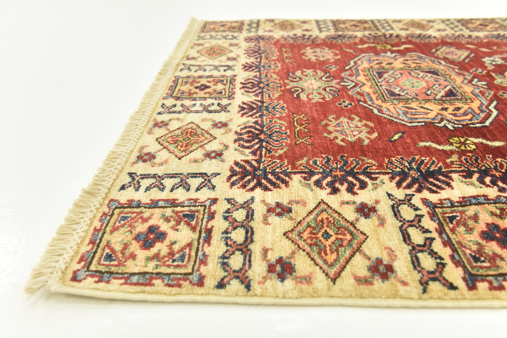 3' 4 x 4' 10 Hand Knotted Kazak Oriental Rug