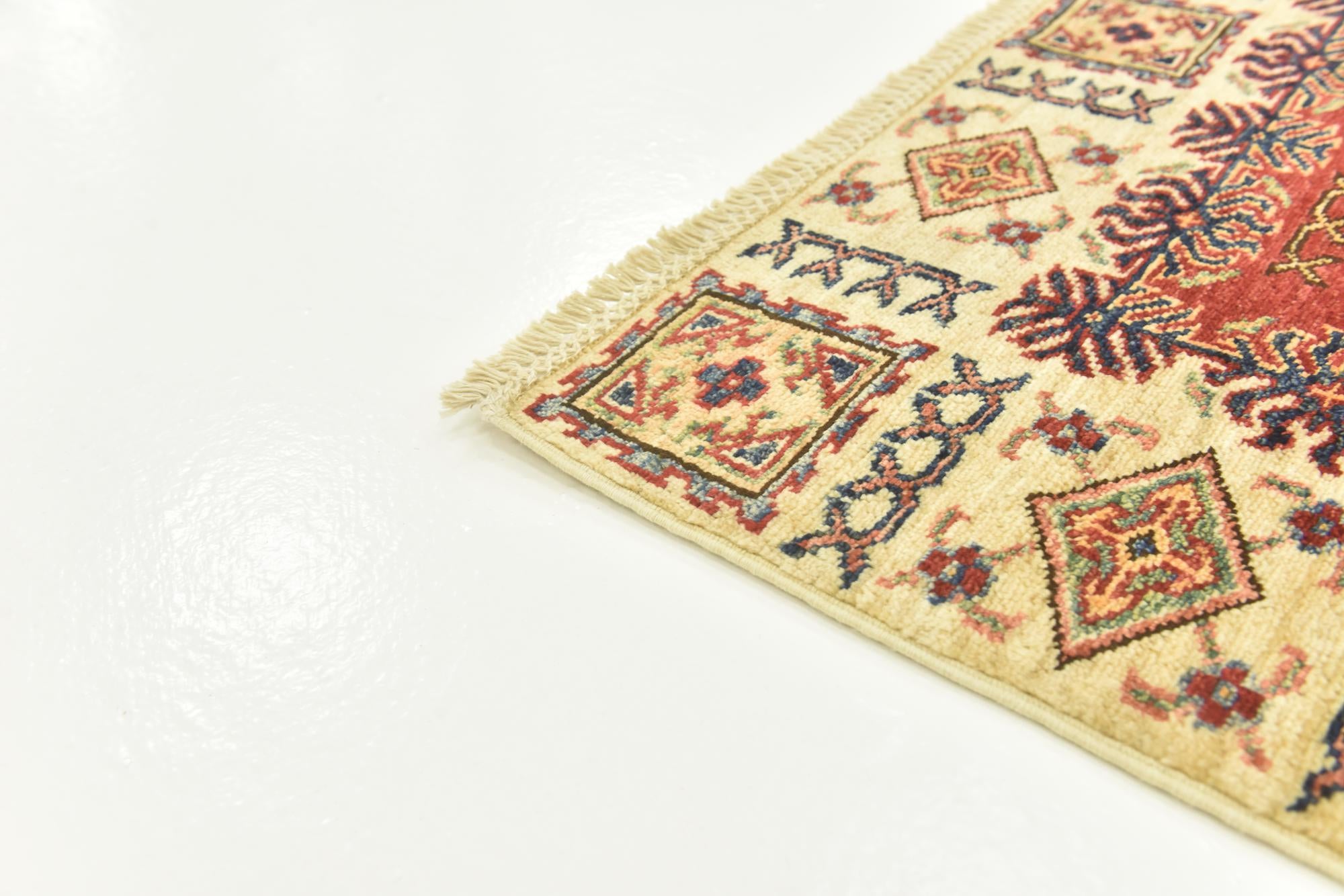 3' 4 x 4' 10 Hand Knotted Kazak Oriental Rug